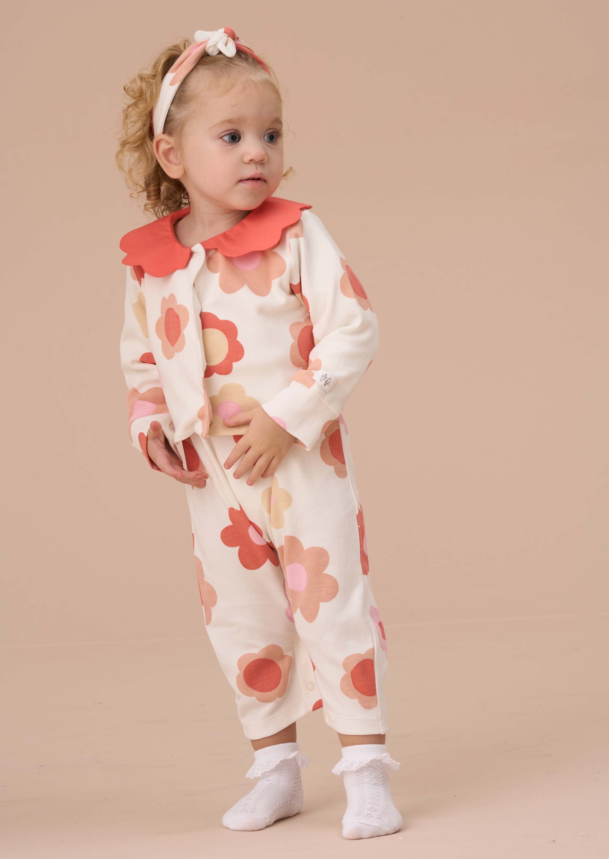 Baby Girl Pink Flower Print 3 Pc Set