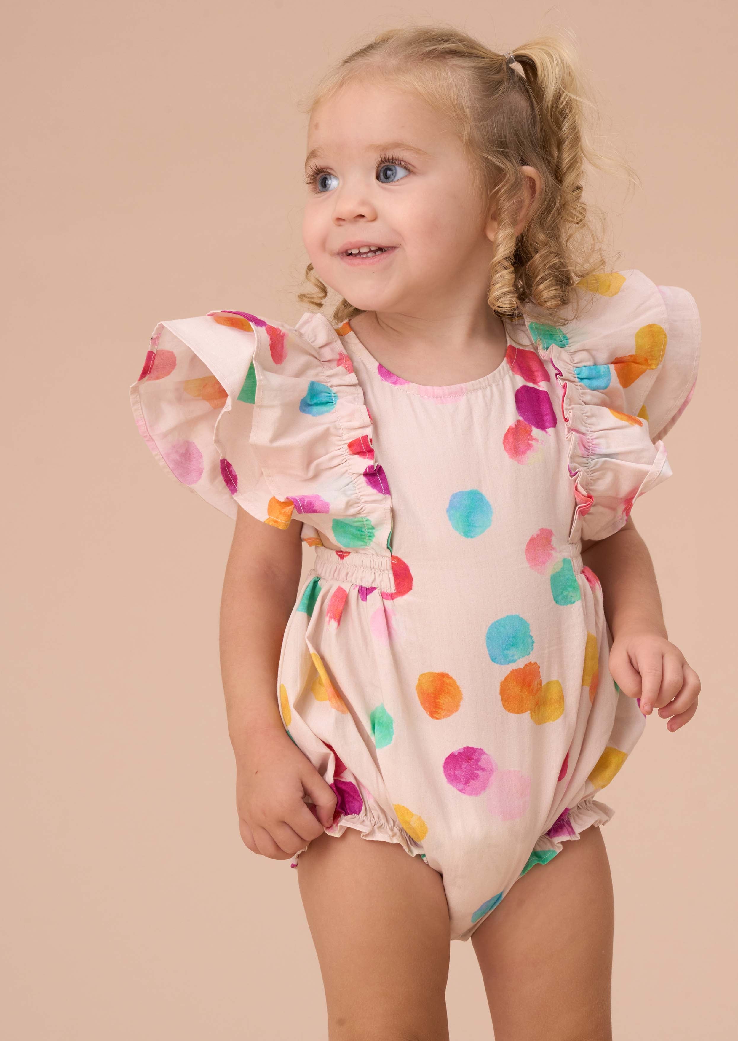 Baby Girl Multi Rainbow Spot Romper