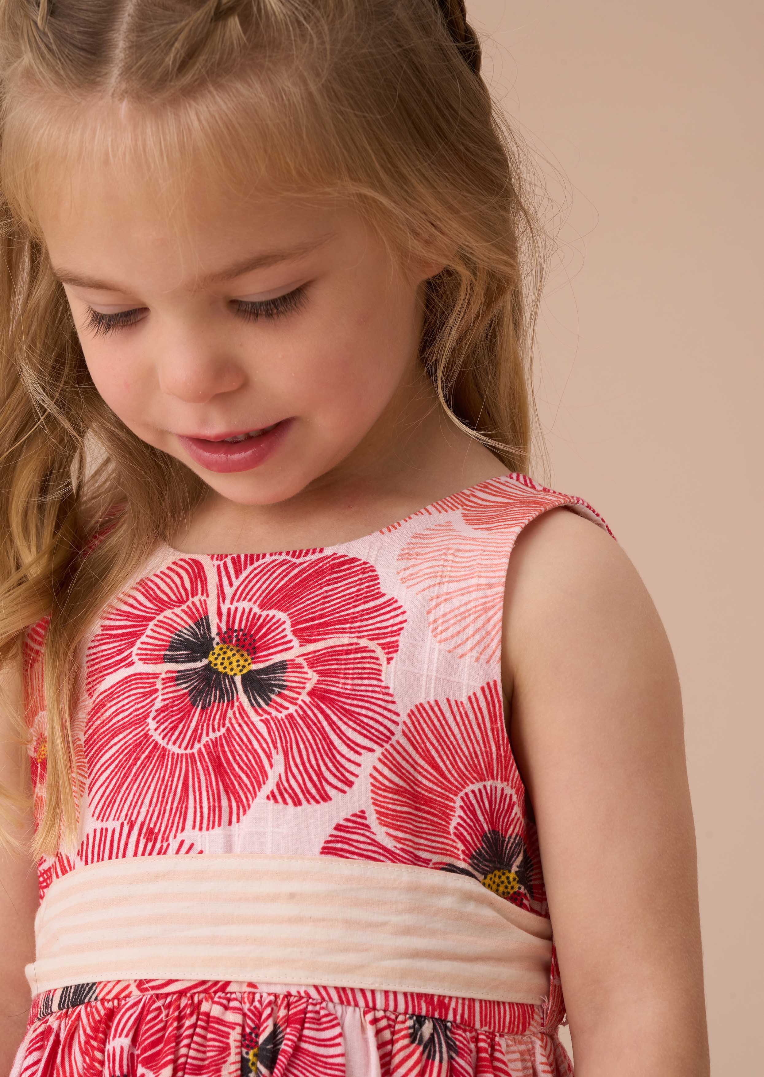 Online Girls Coral Tie Waist Dress And Bloomer
