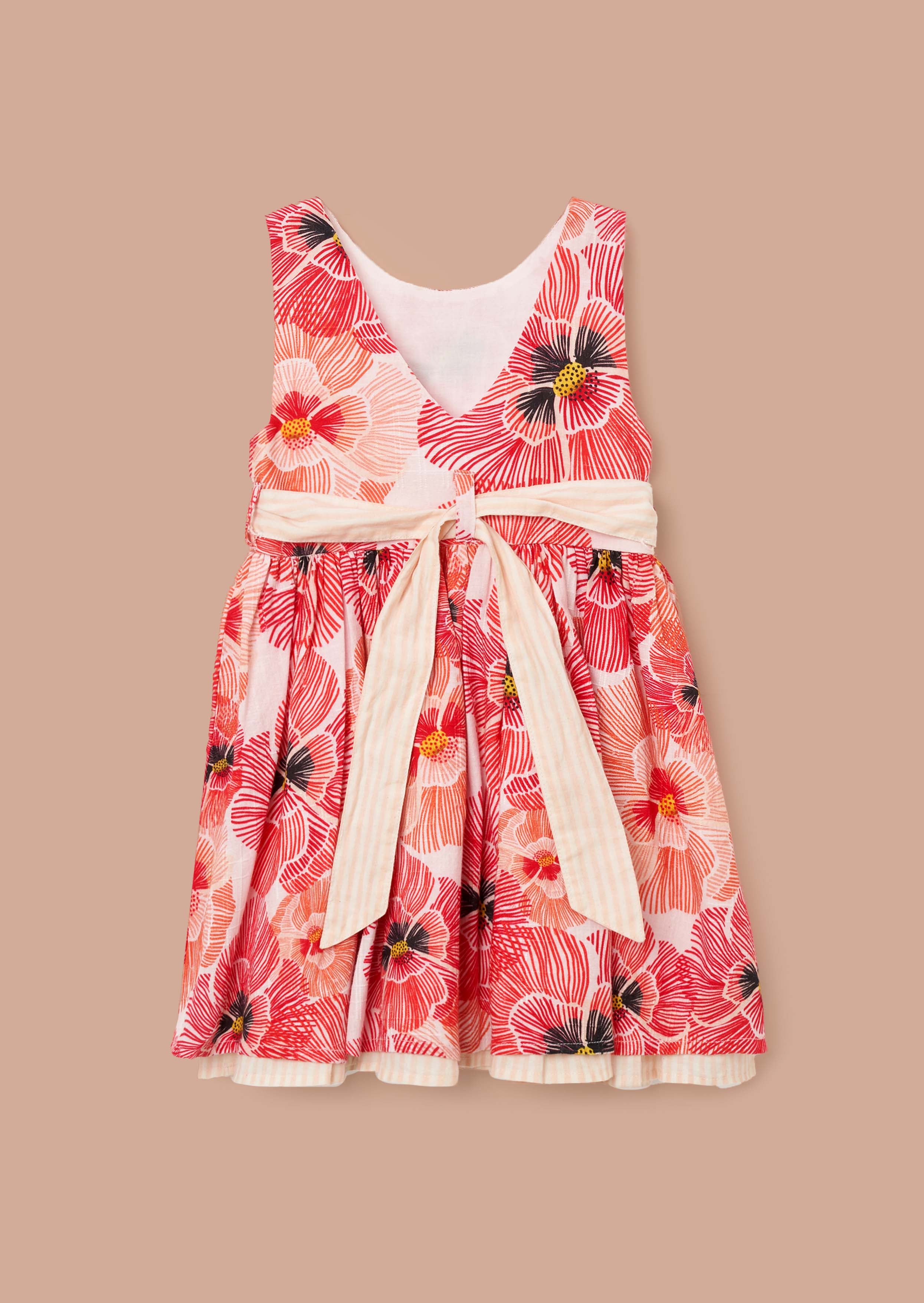 Buy Girls Coral Tie Waist Dress And Bloomer