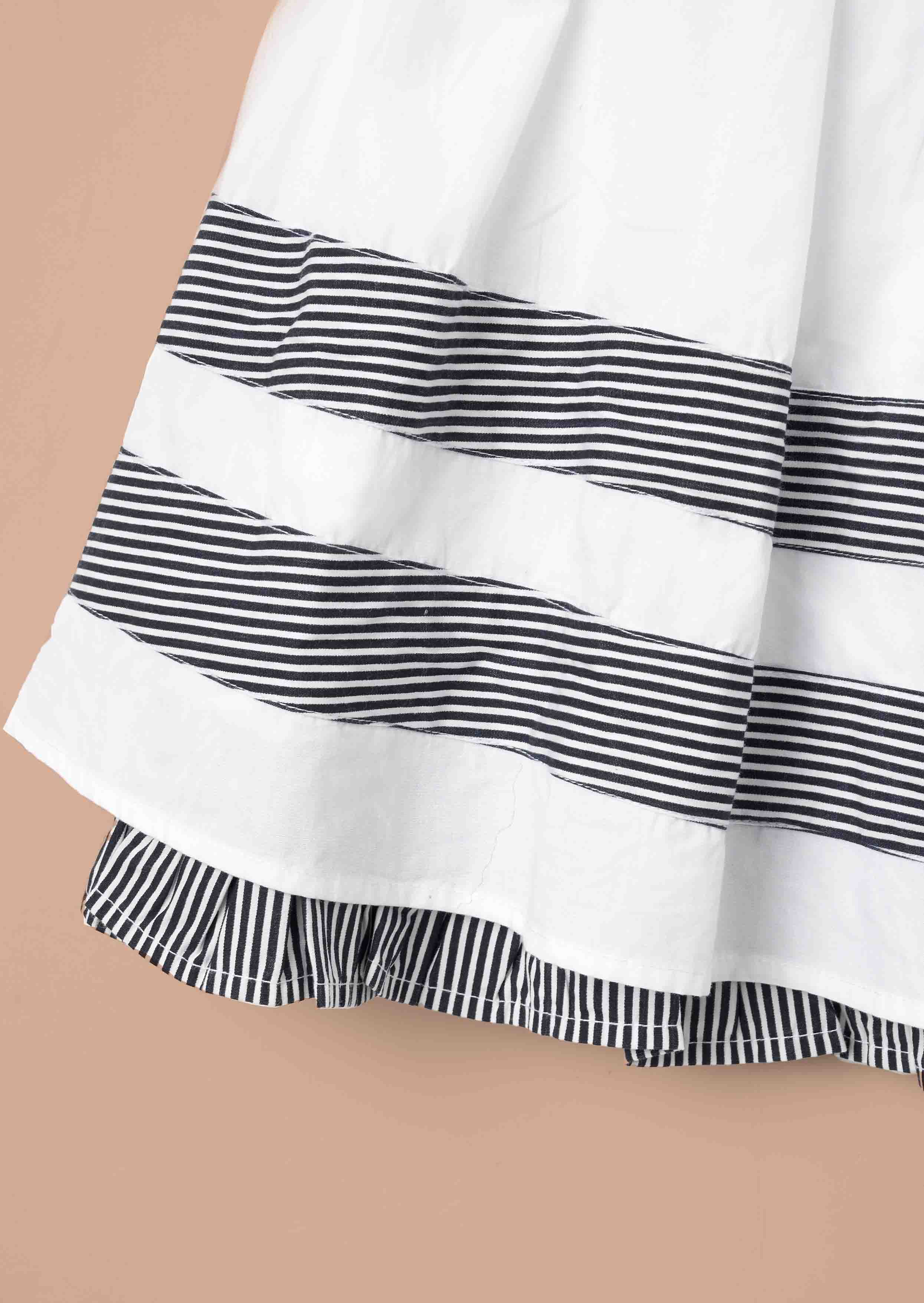 Outfit Girls White Stripe Panel Dress With Bloomer