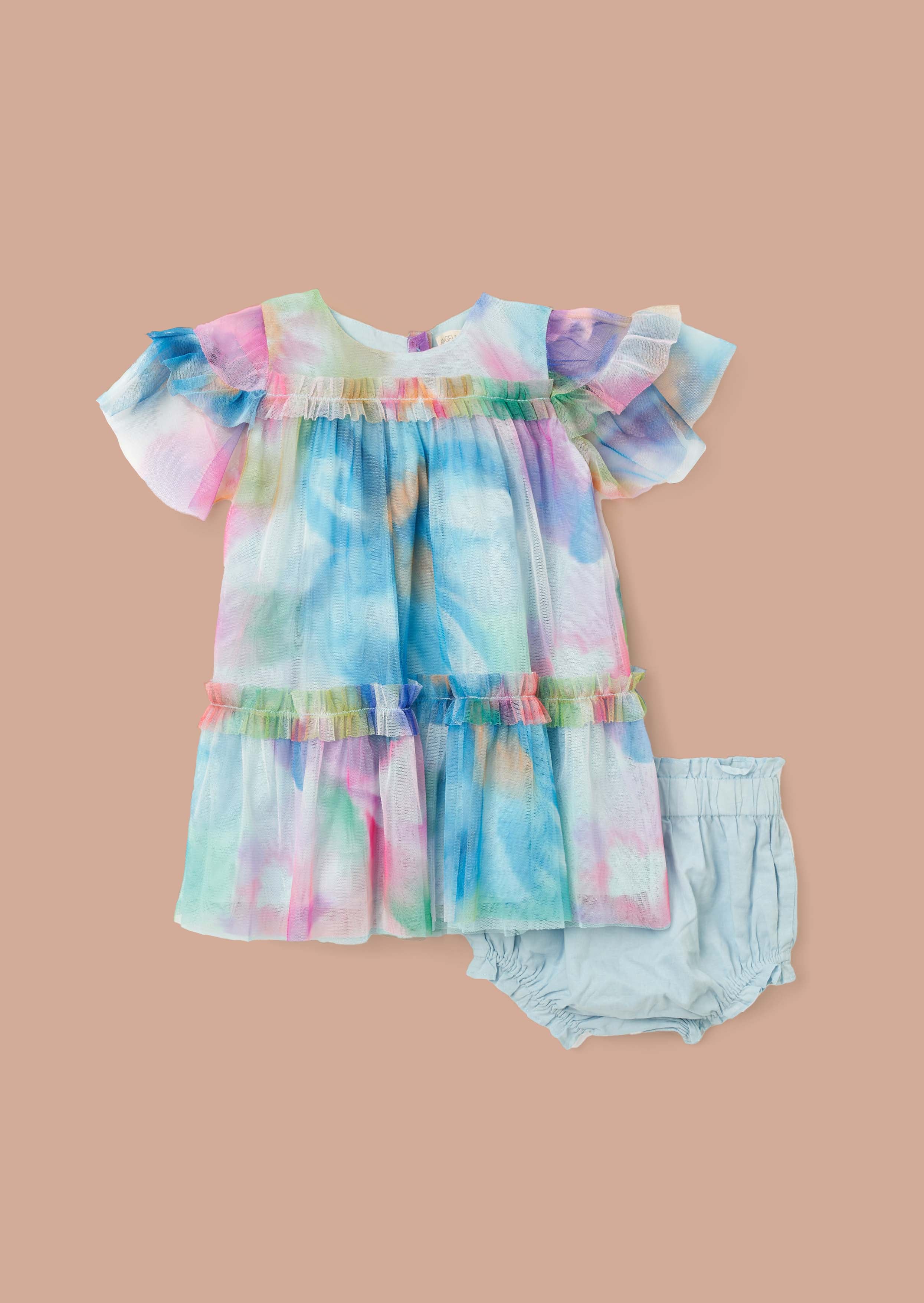 Online Girl Multi Print Mesh Dress And Bloomer