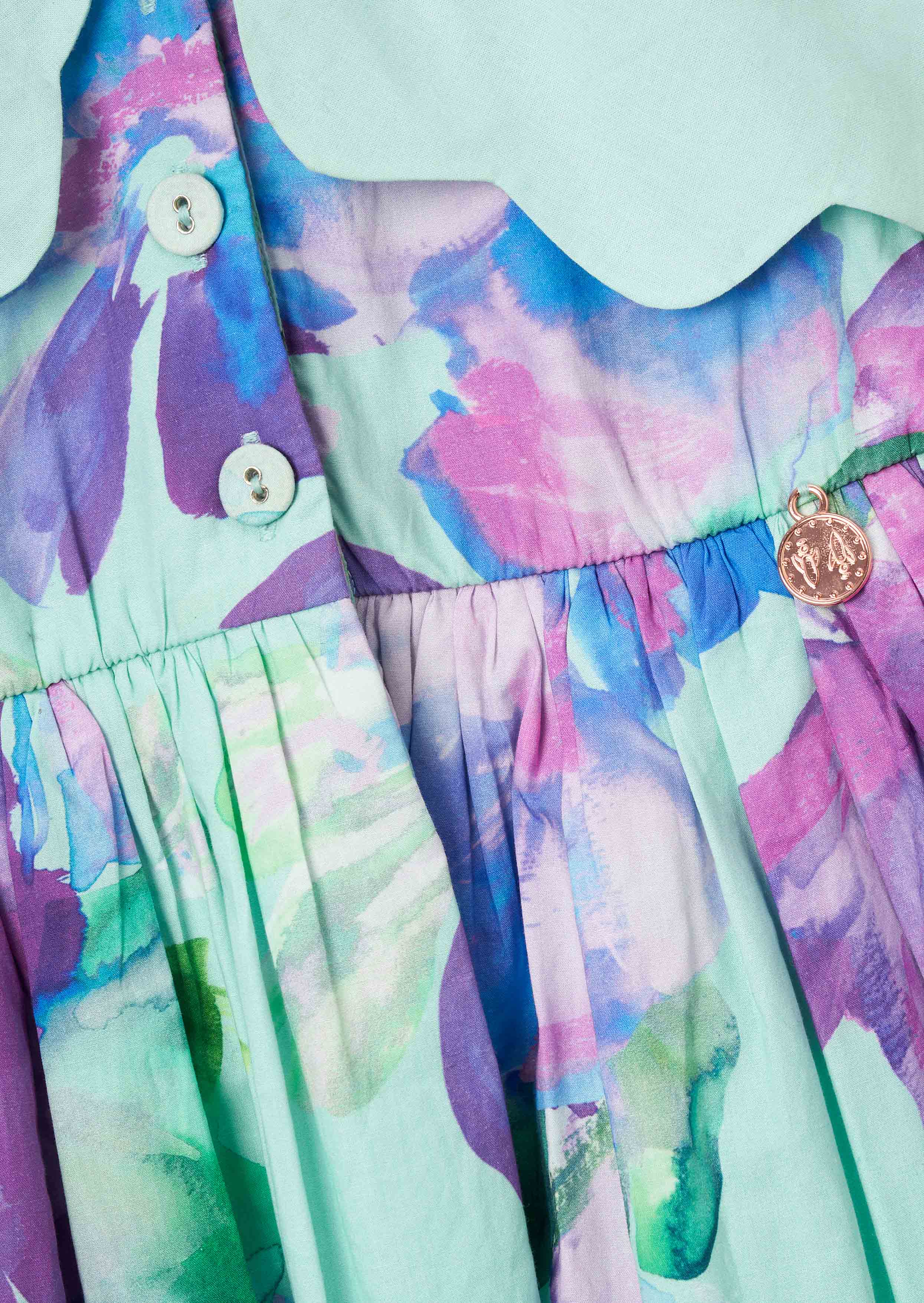 Buy Baby Girl Scalloped Collar Dress And Print Bloomer