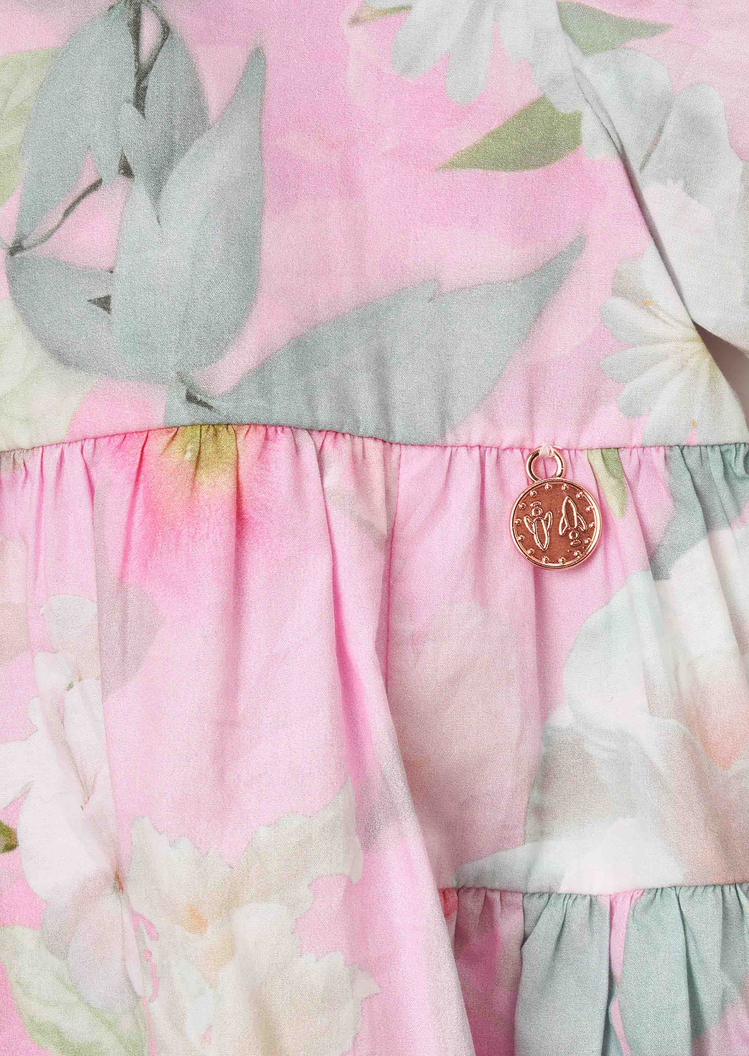 Baby Girl Pink Floral Tiered Dress And Bloomer