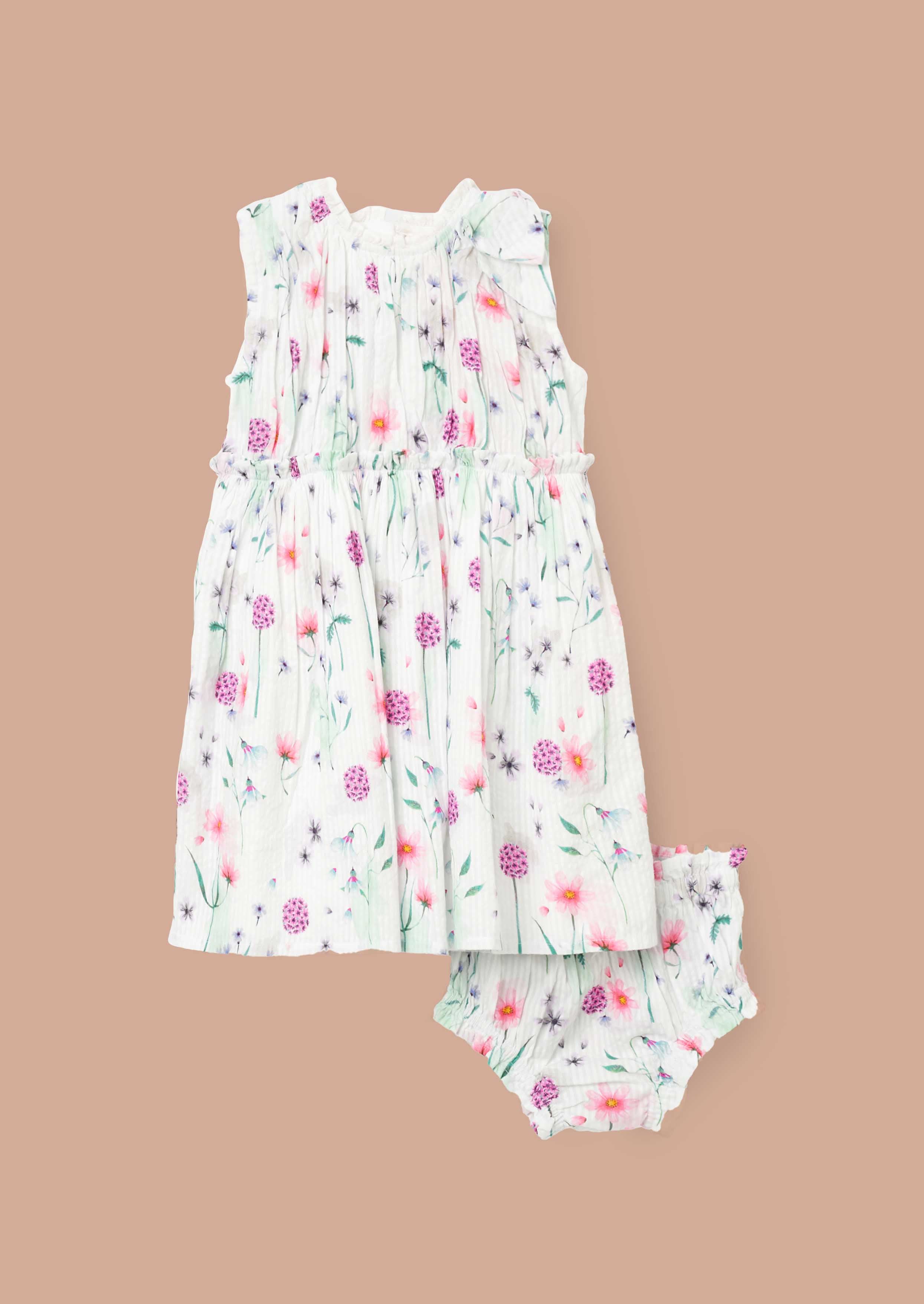 Online Girls Multi Watercolour Floral Dress And Bloomer