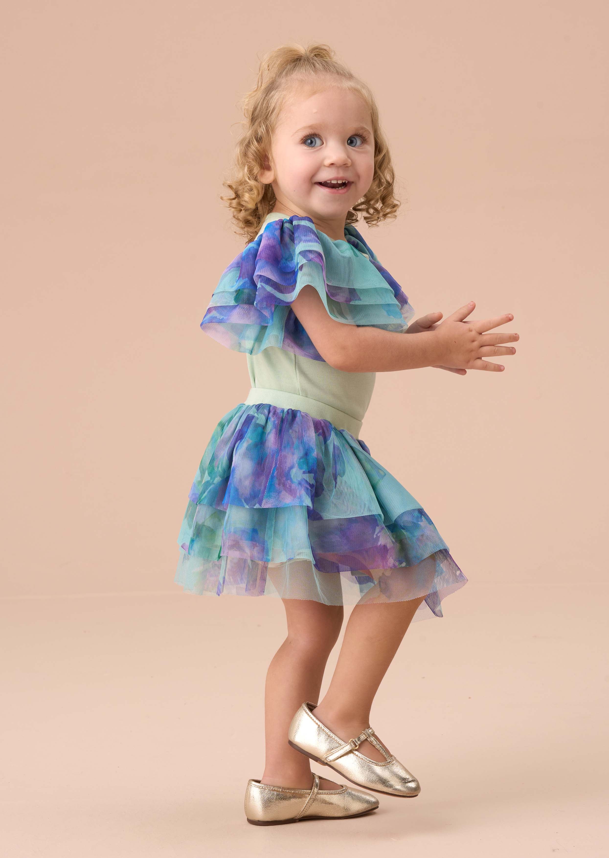 Floral Printed Baby Girl Green Bodysuit Set