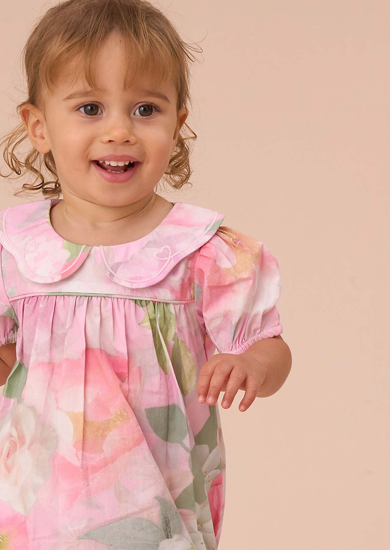 Cotton Baby Girl Pink Floral Print Romper