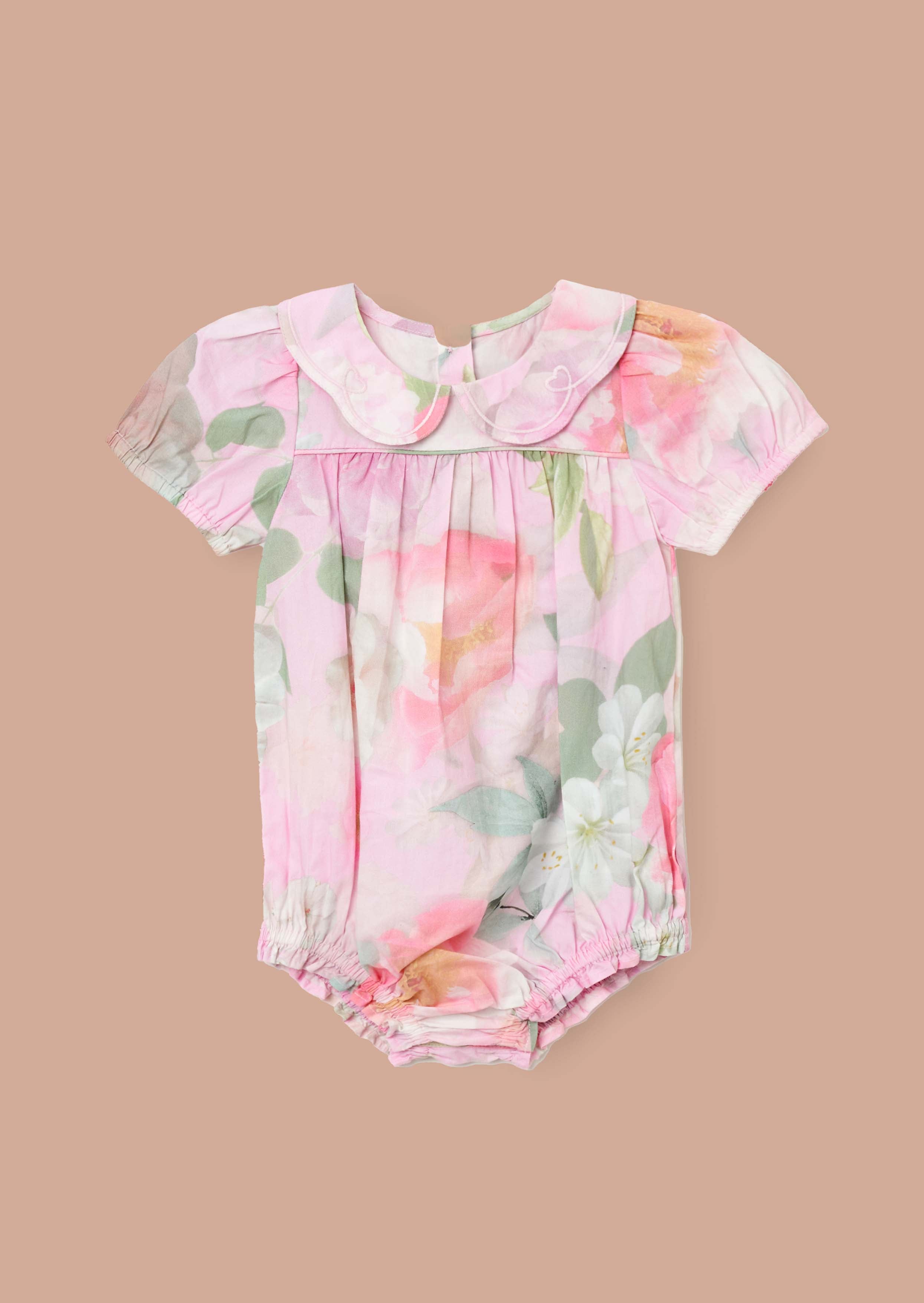 Outfit Baby Girl Pink Floral Print Romper