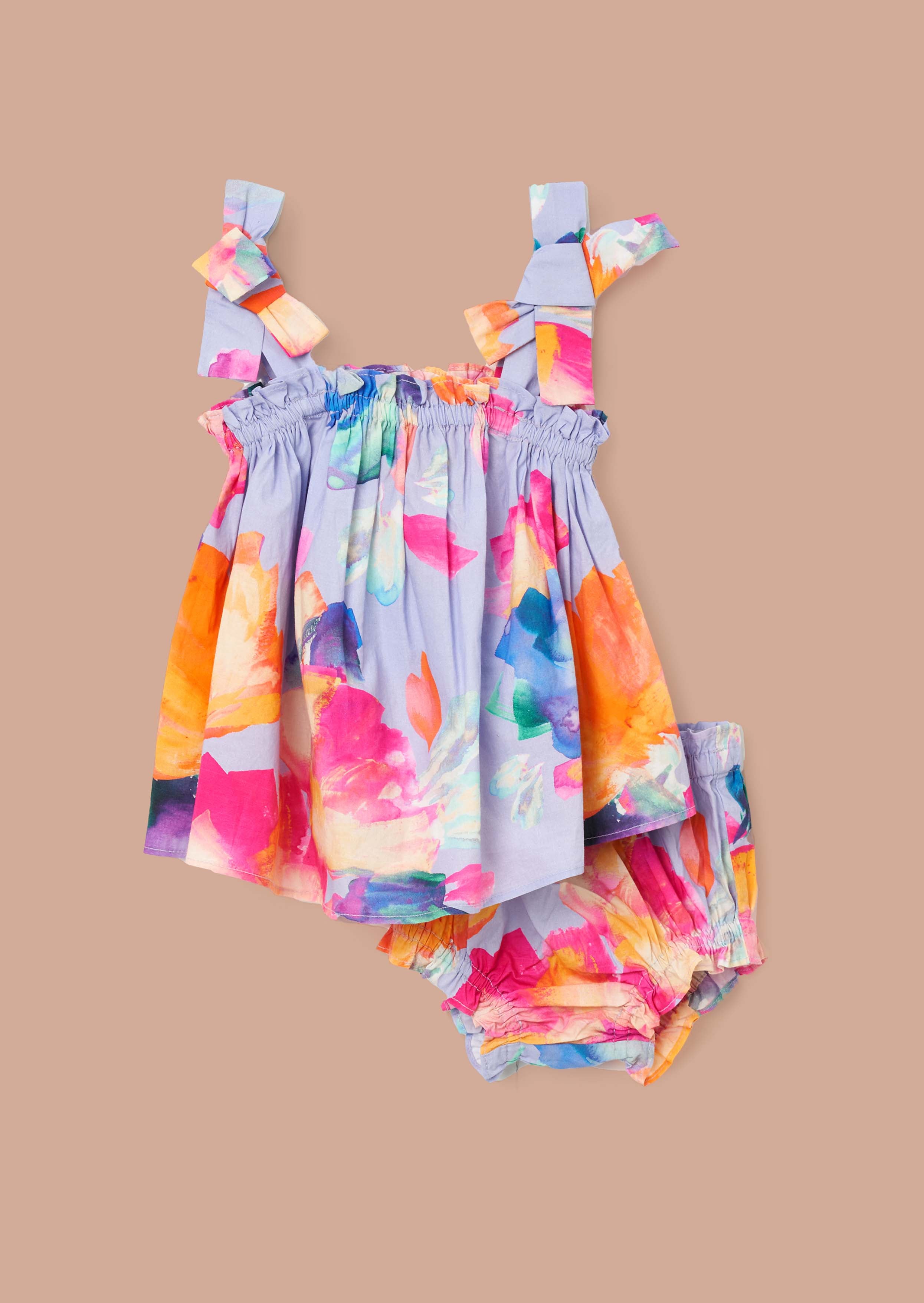Online Baby Girl Floral Print Bow Shoulder Tunic