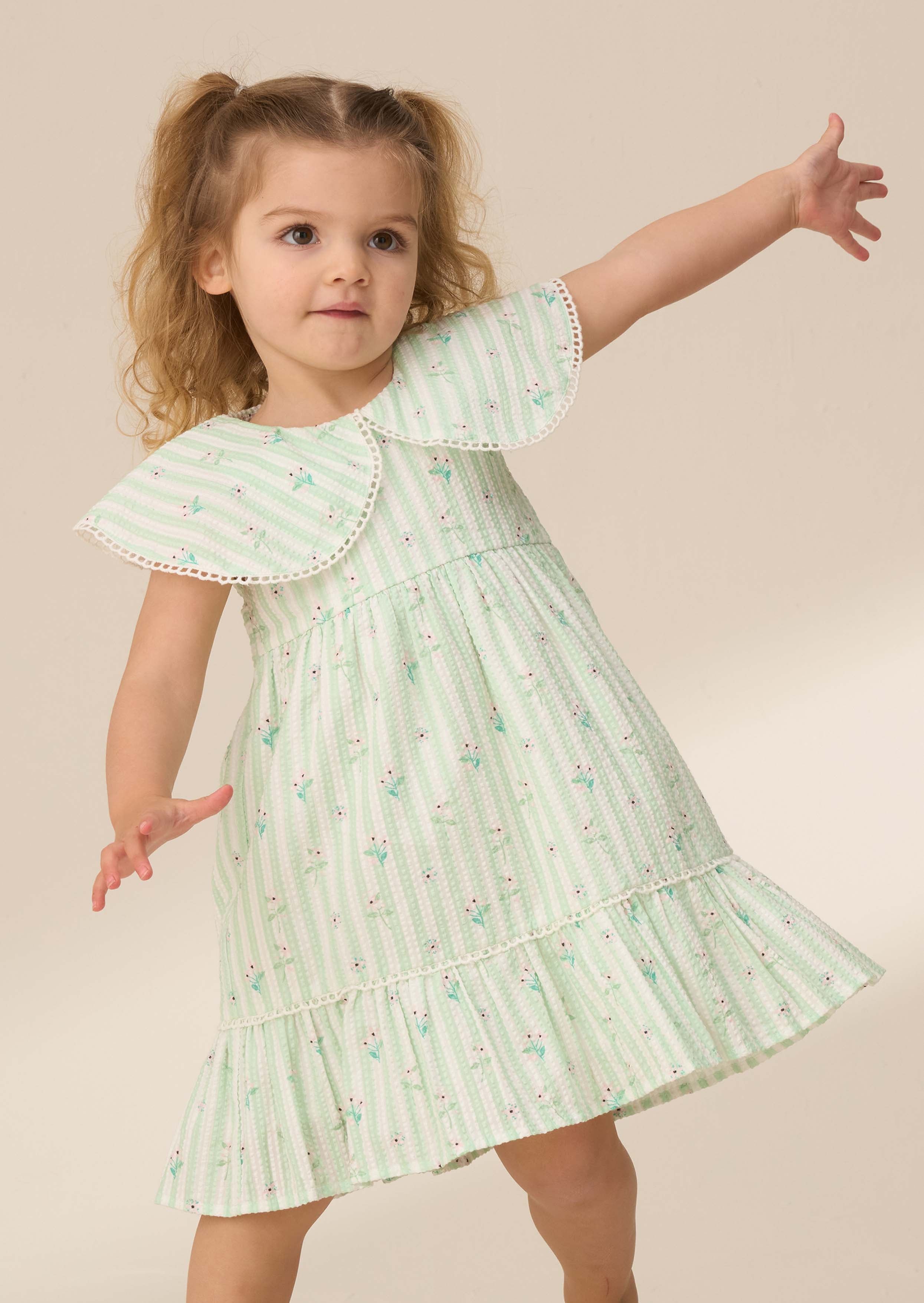Girl Mint Seersucker Stripe Dress