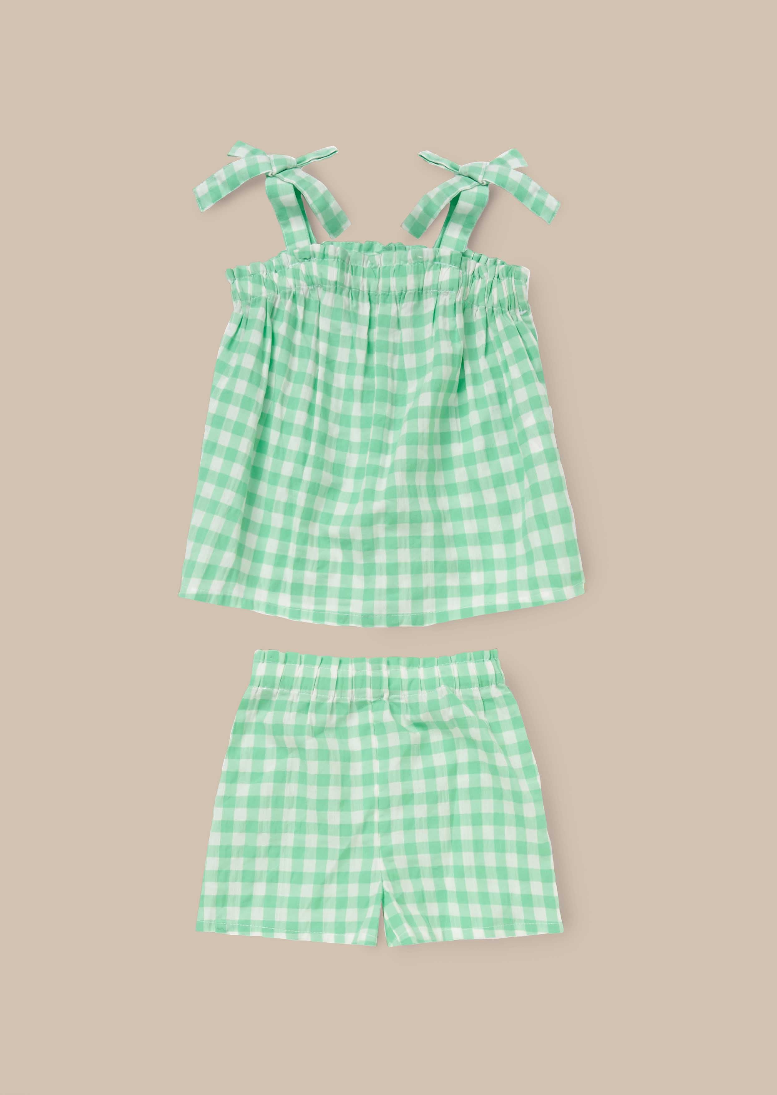 Buy Green Gingham Top And Shorts