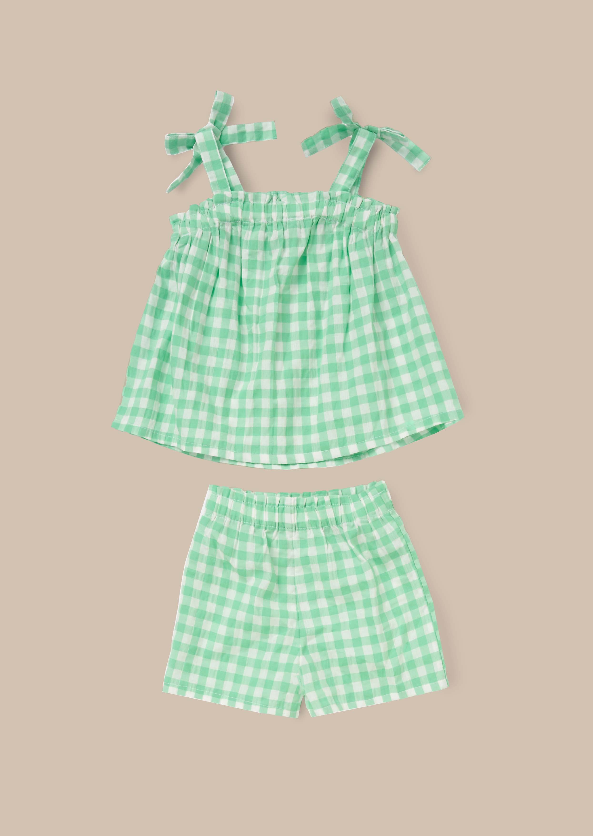 Online Green Gingham Top And Shorts