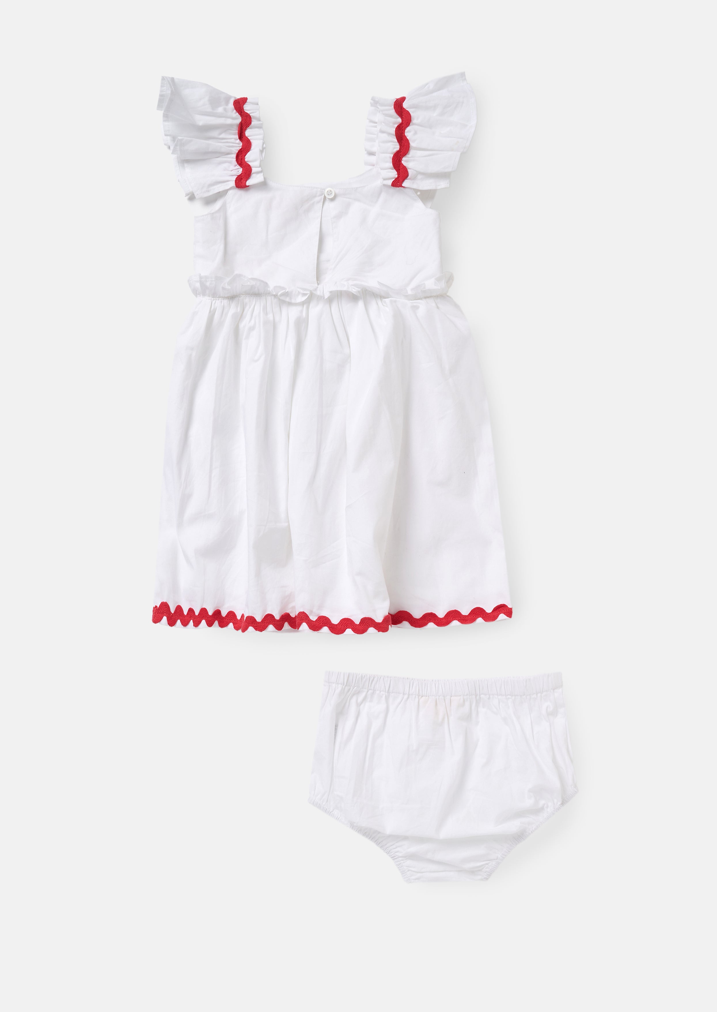 Mini Girl White Ric Rac Pocket Dress