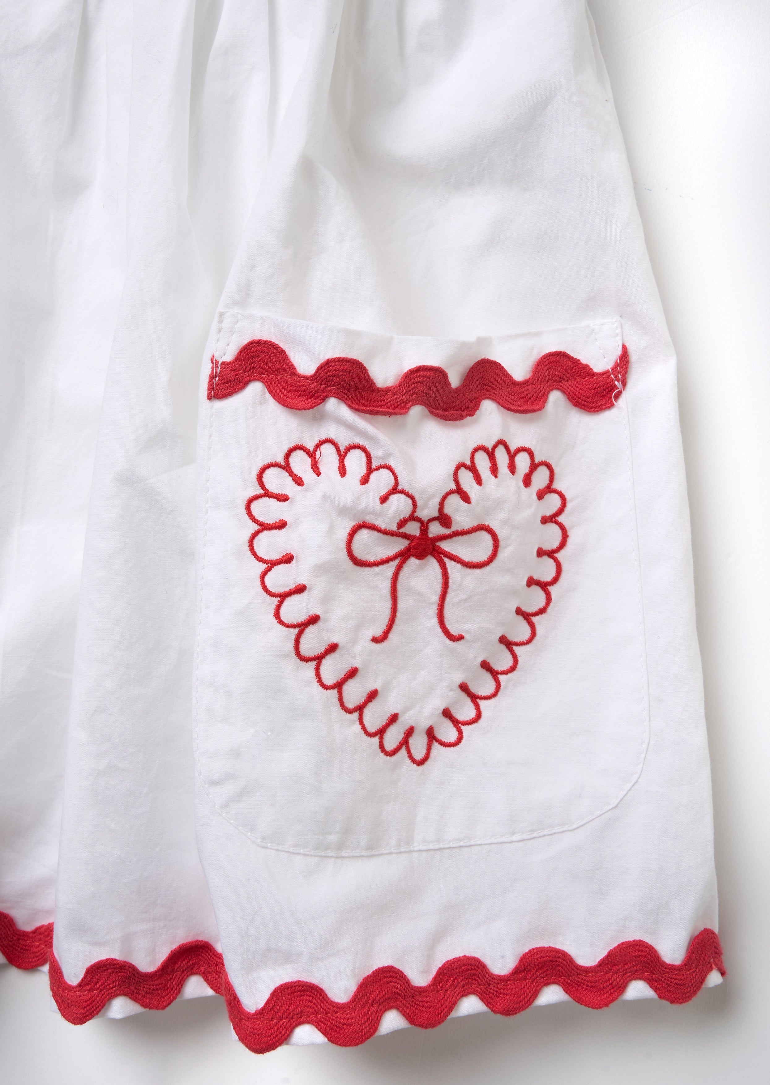 Midi Girl White Ric Rac Pocket Dress
