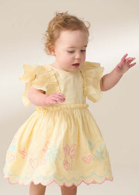 Lina Yellow Frill Sleeve Dress With Bloomer