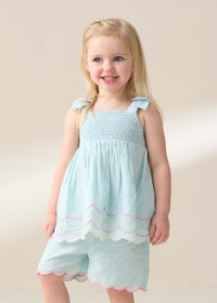 Lina Blue Embroidered Top and Short Set
