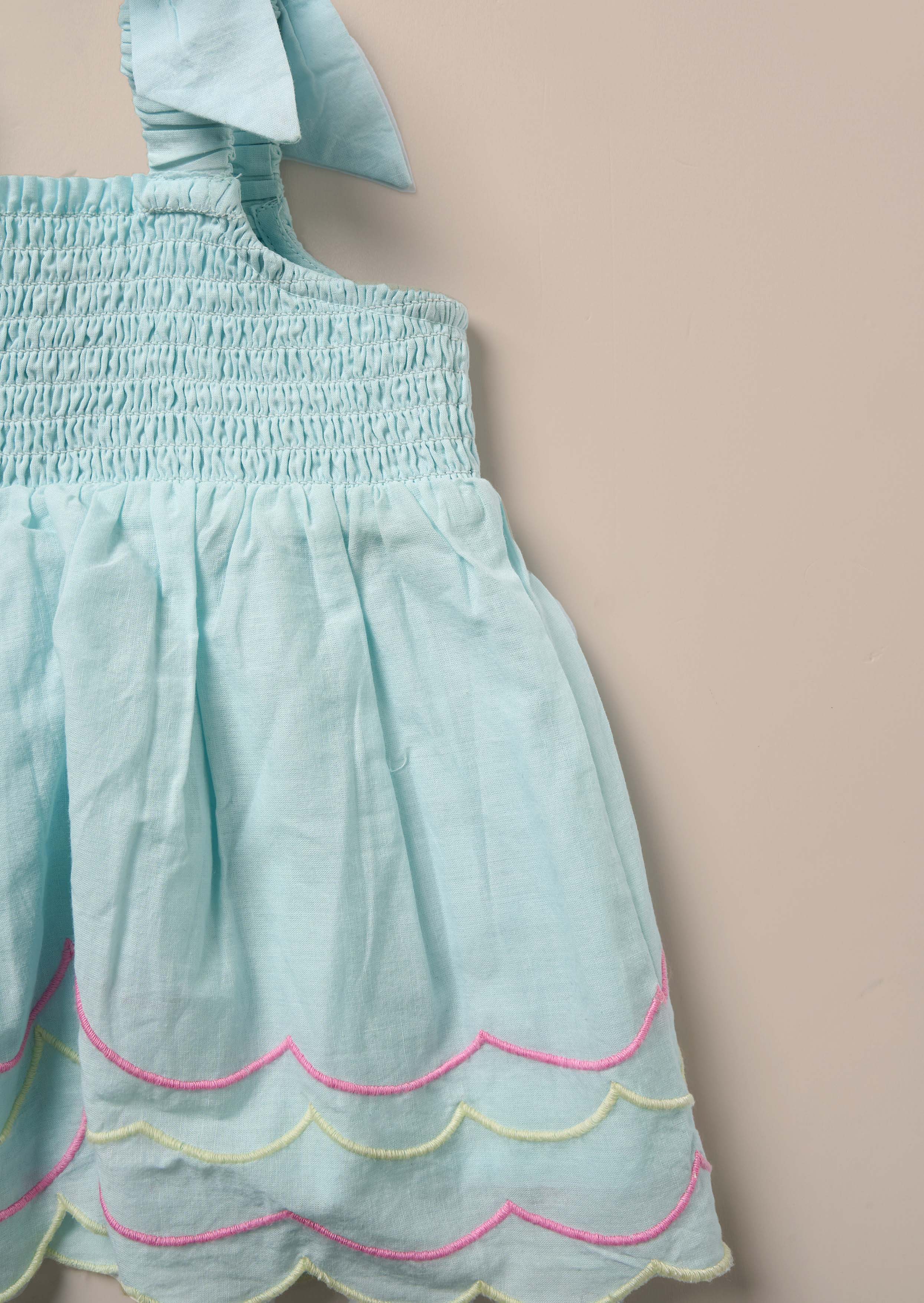 Buy Online Blue Embroidered Top And Short Set