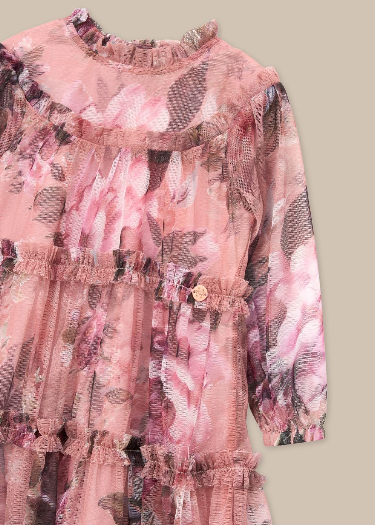 online girl Floral Print Mesh Dress
