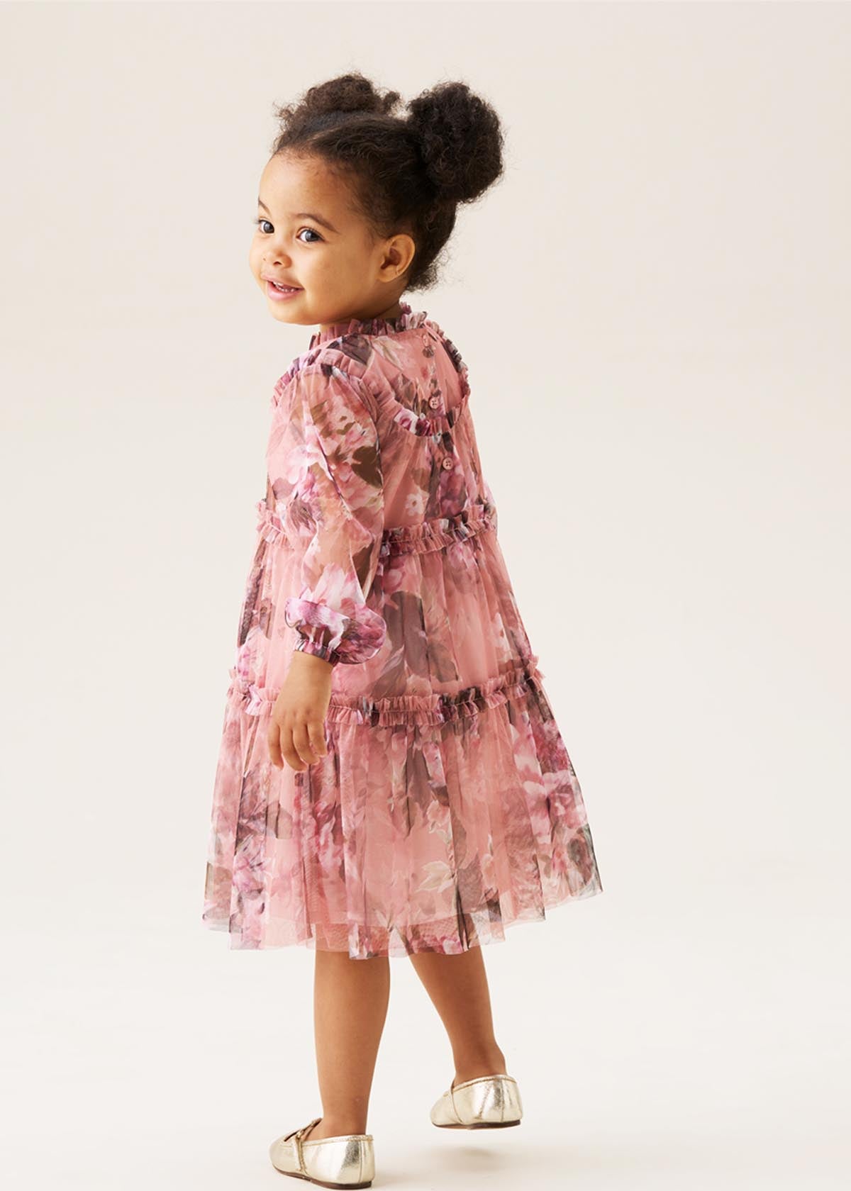 maxi girl floral print mesh dress