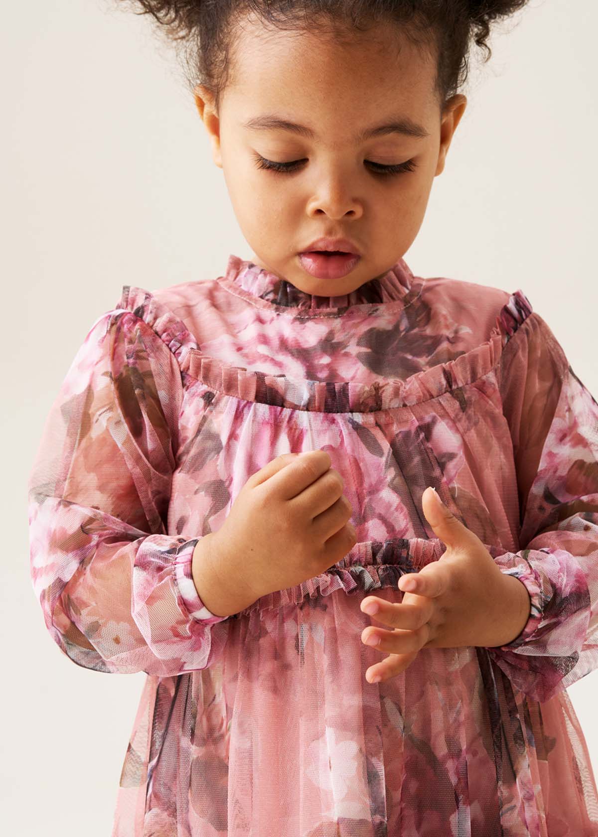 casual girl floral print mesh dress