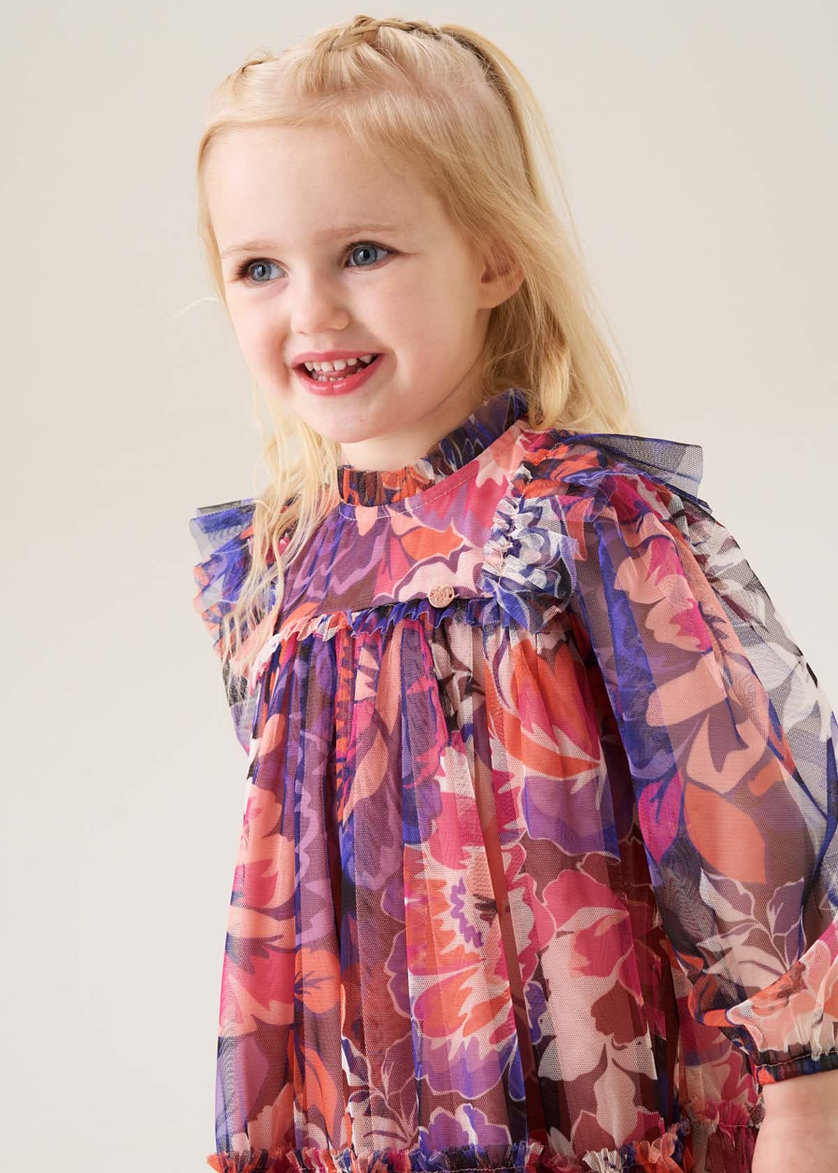 baby girl floral print mesh dress maxi