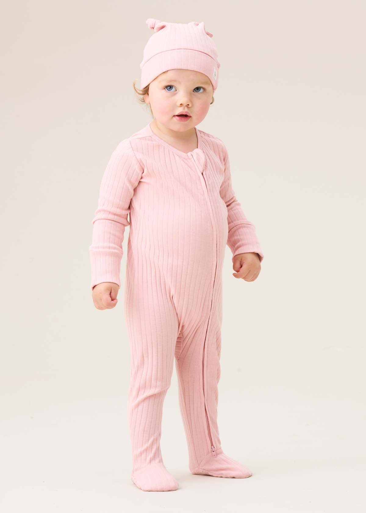 Angel Rocket Baby Girls Solid Pink Sleepsuits
