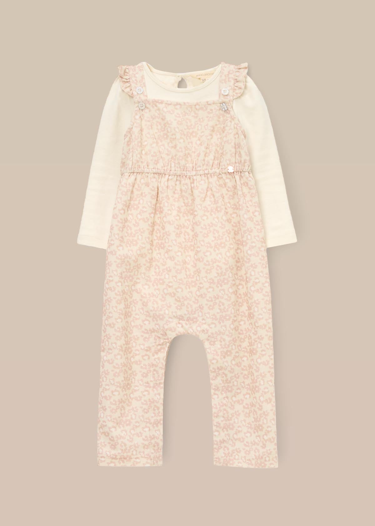 BAby Girl Animal Print Cord Dungaree & Bodysuit