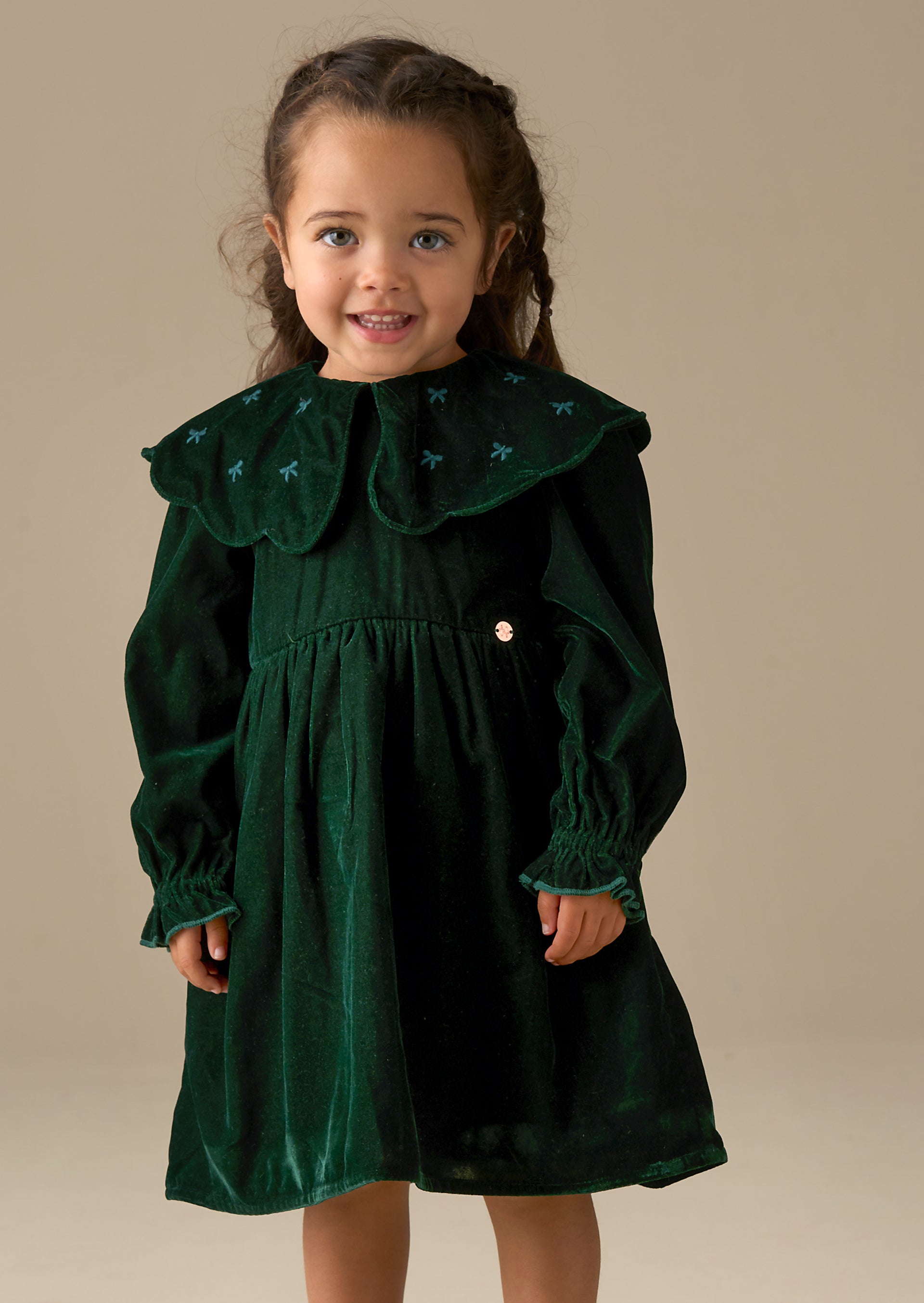Angel & Rocket Baby Girls Green Emborided Dresses Angel & Rocket Baby Girls Green Emborided Dresses