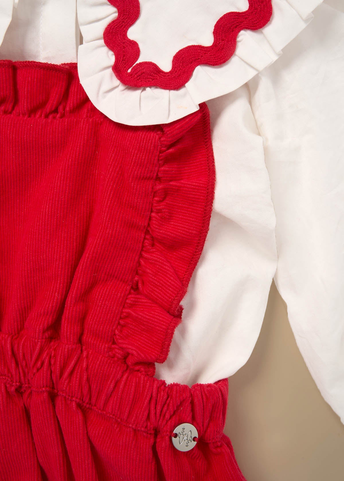 outfit baby girl red romper and white blouse