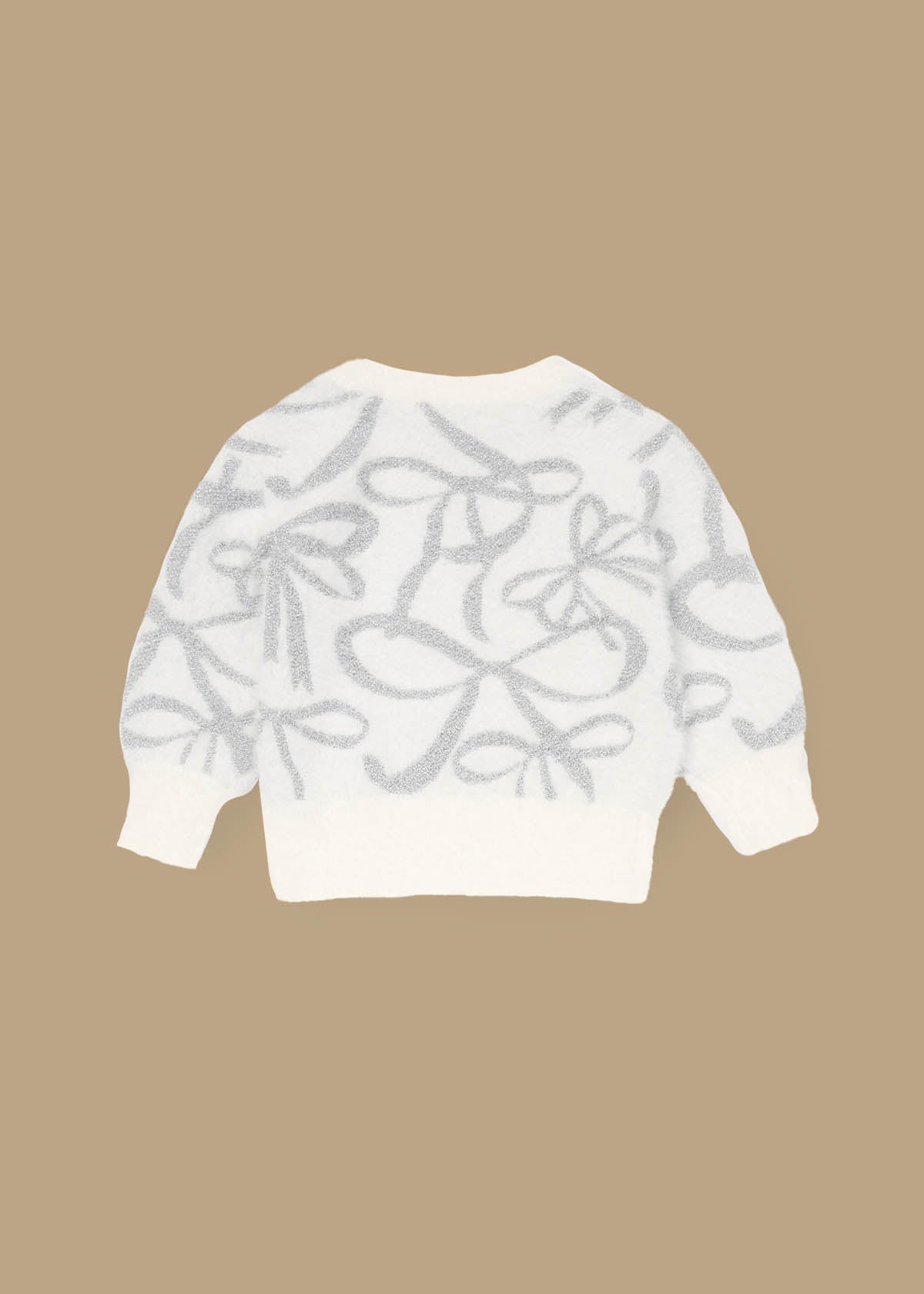 crew girl silver bow eyelash jumper