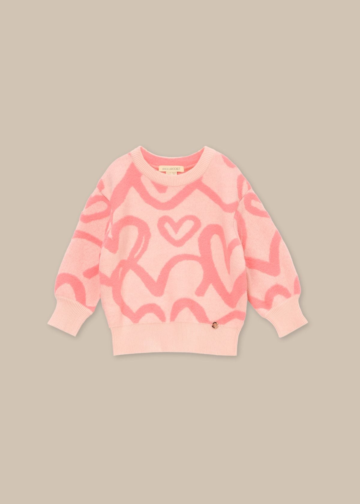 Girl Mini Heart Jumper Coral