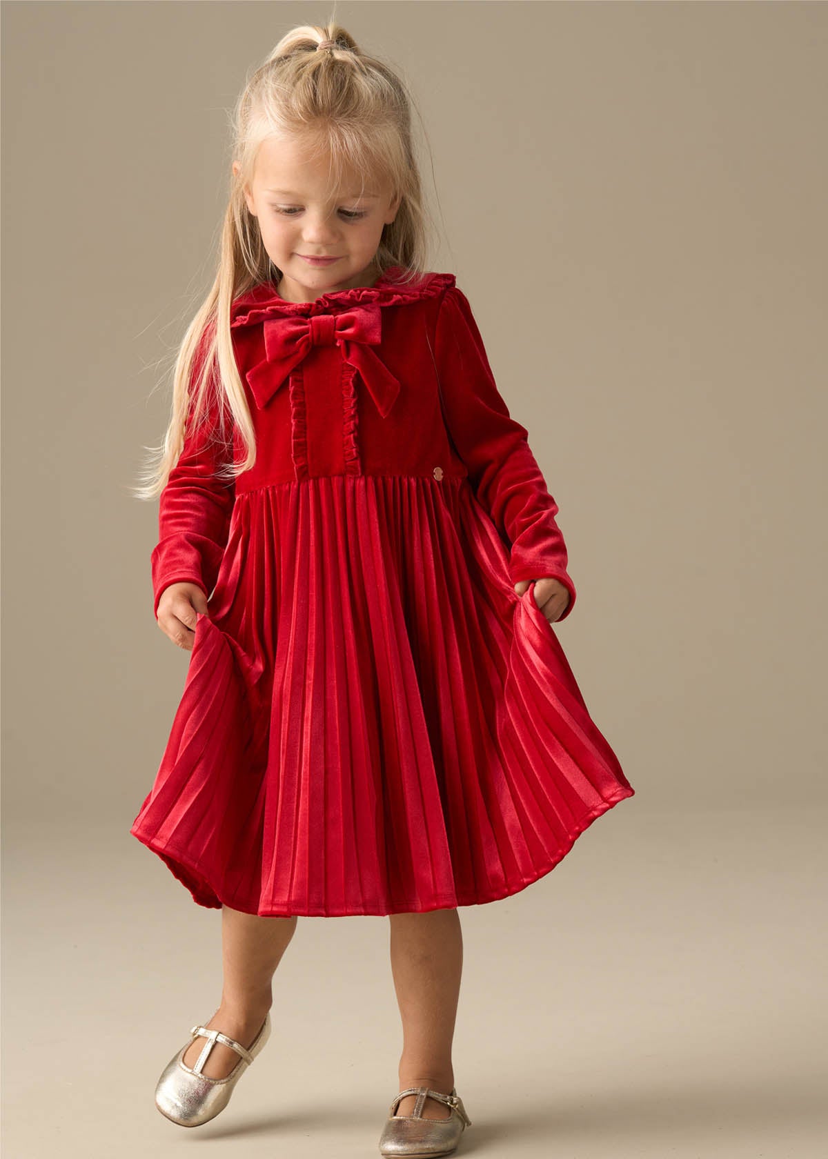 Charlotte Red Velvet Bow Dress