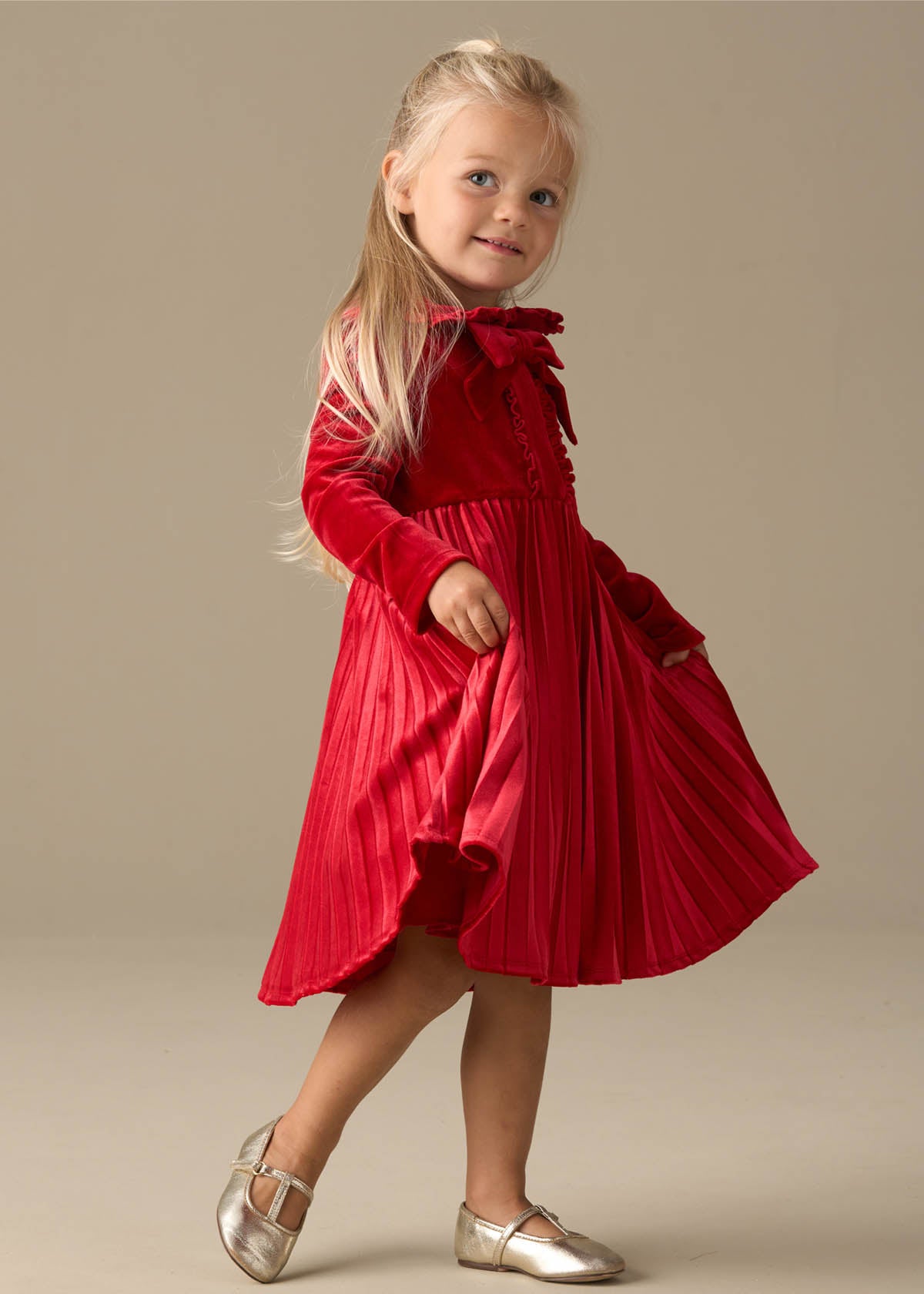 Charlotte Red Velvet Bow Dress