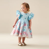 Izzy Printed Tulle Ruffle Sleeve Dress