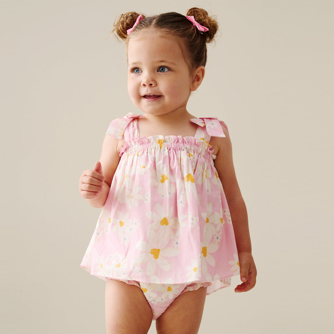 Minnie Daisy Print Bow Shoulder Tunic And Bloomer