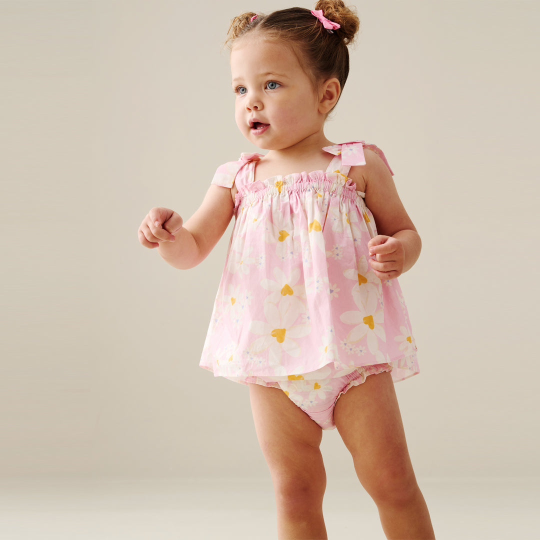 Minnie Daisy Print Bow Shoulder Tunic And Bloomer