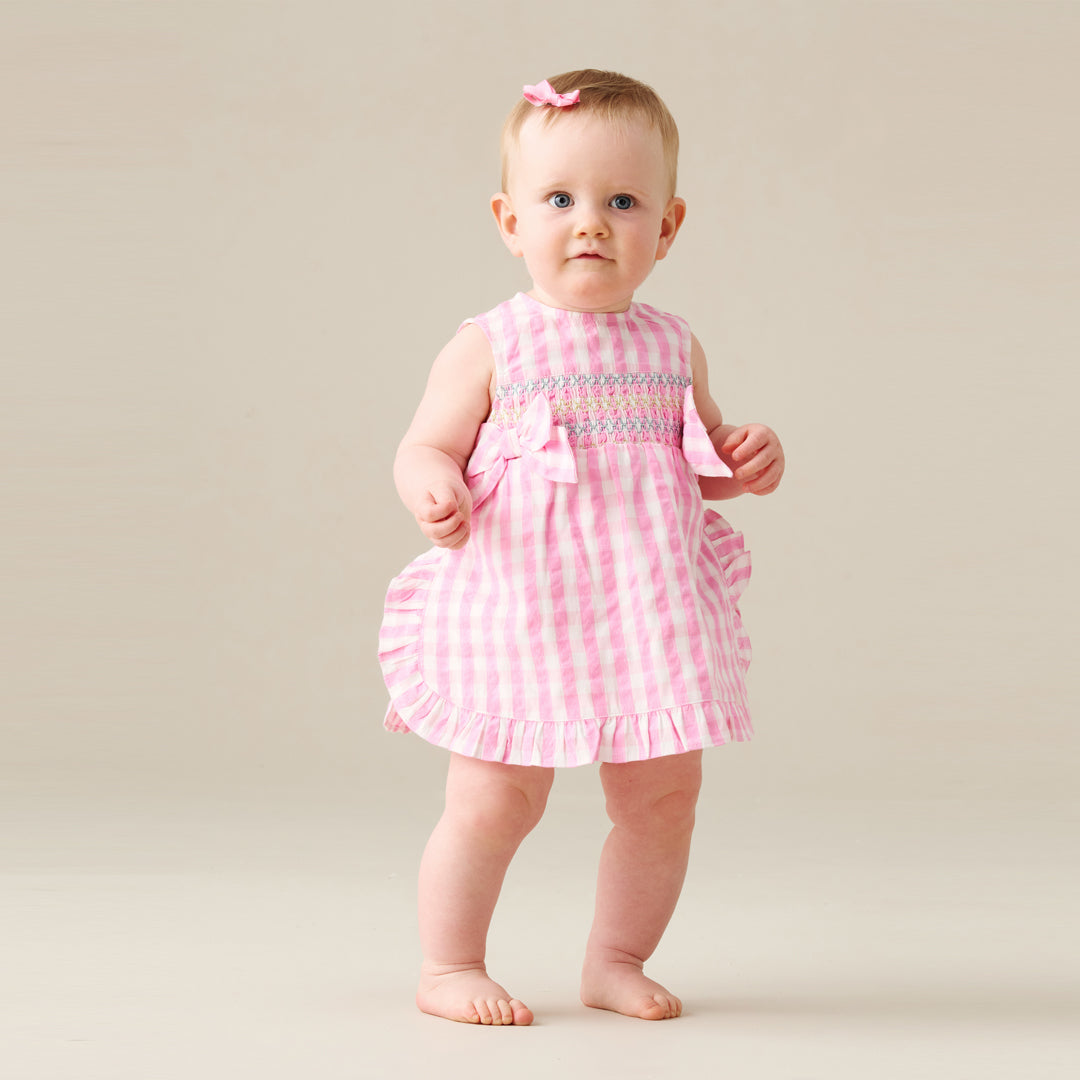 Percy Gingham Frill Dress And Bloomer
