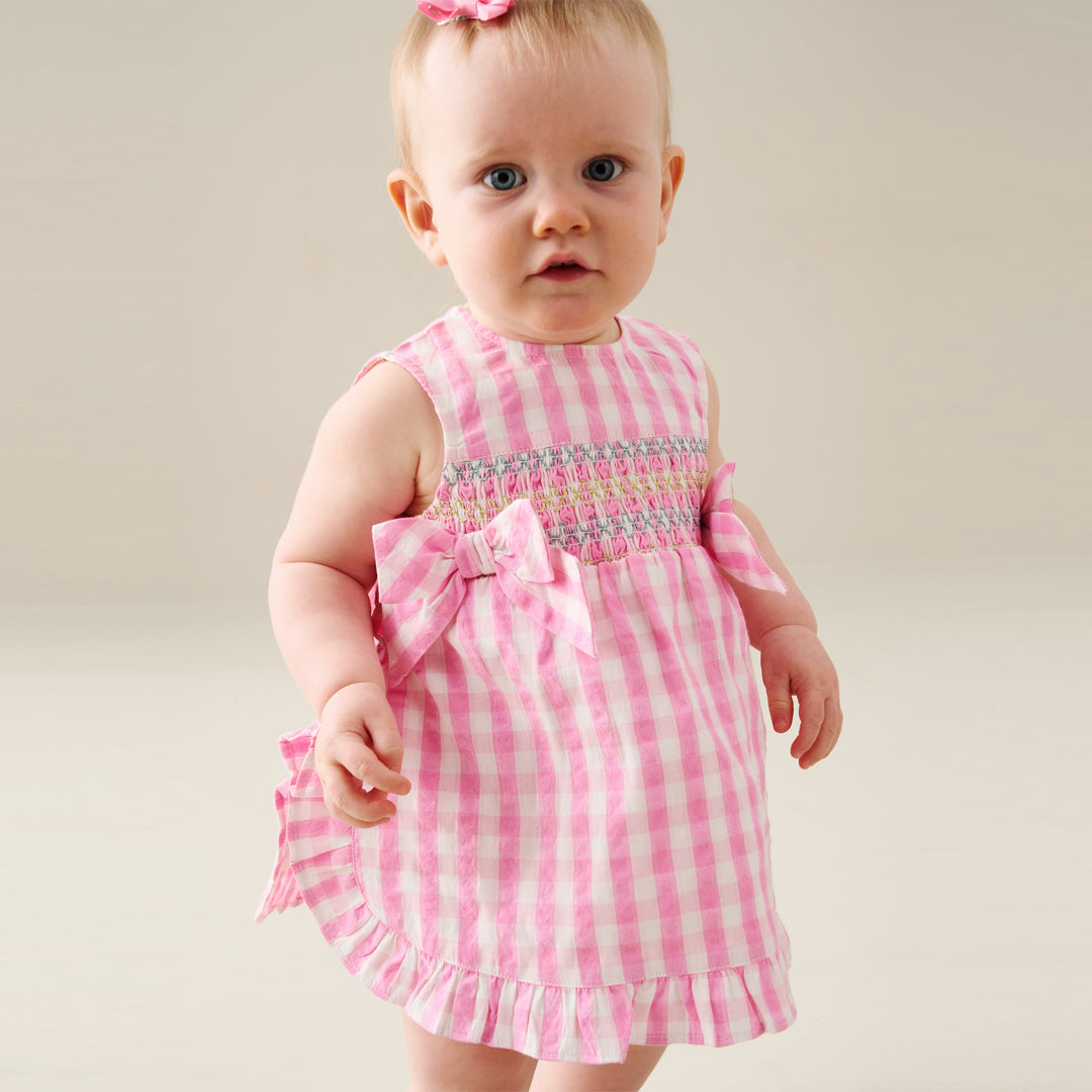 Percy Gingham Frill Dress And Bloomer