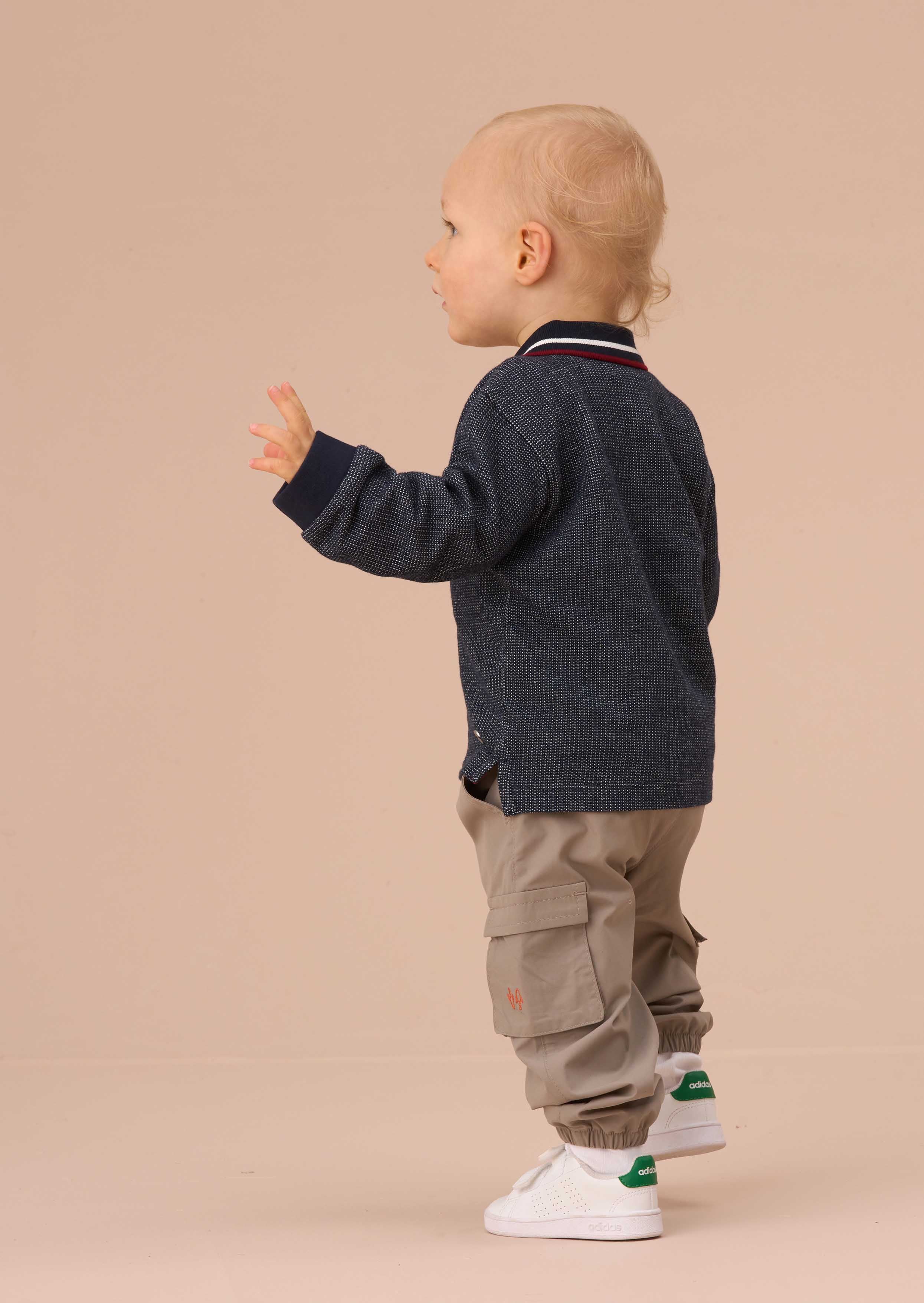 Online Mini Boys Blue Textured Polo