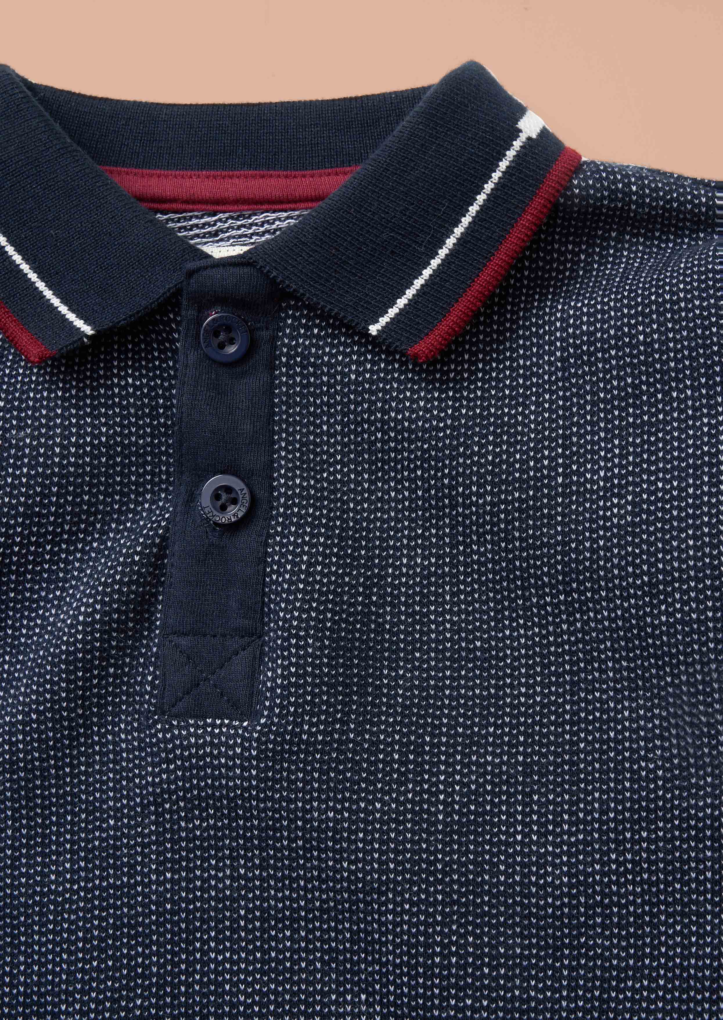 Outfit Mini Boys Blue Textured Polo