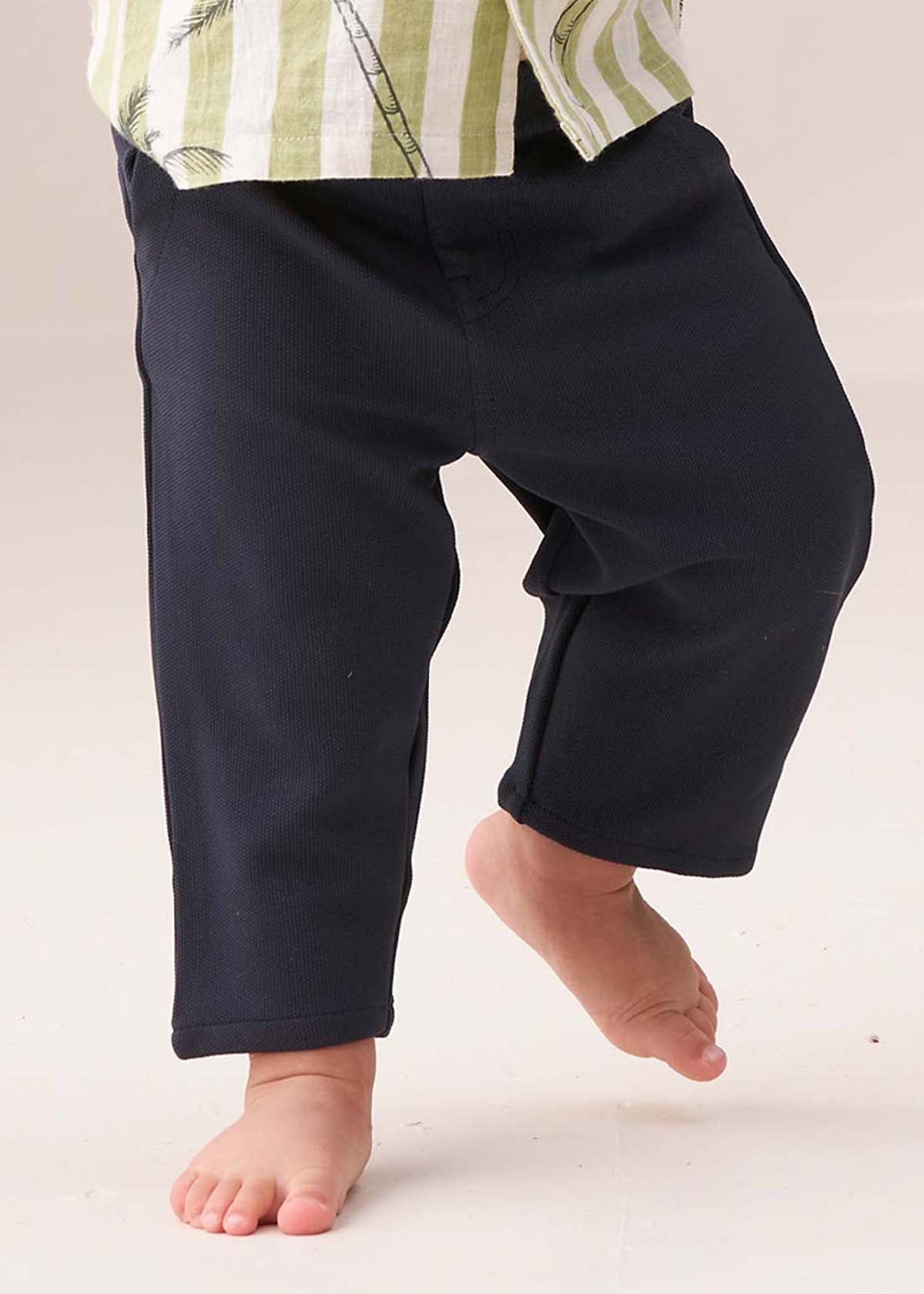 Boy Navy Textured Trousers
