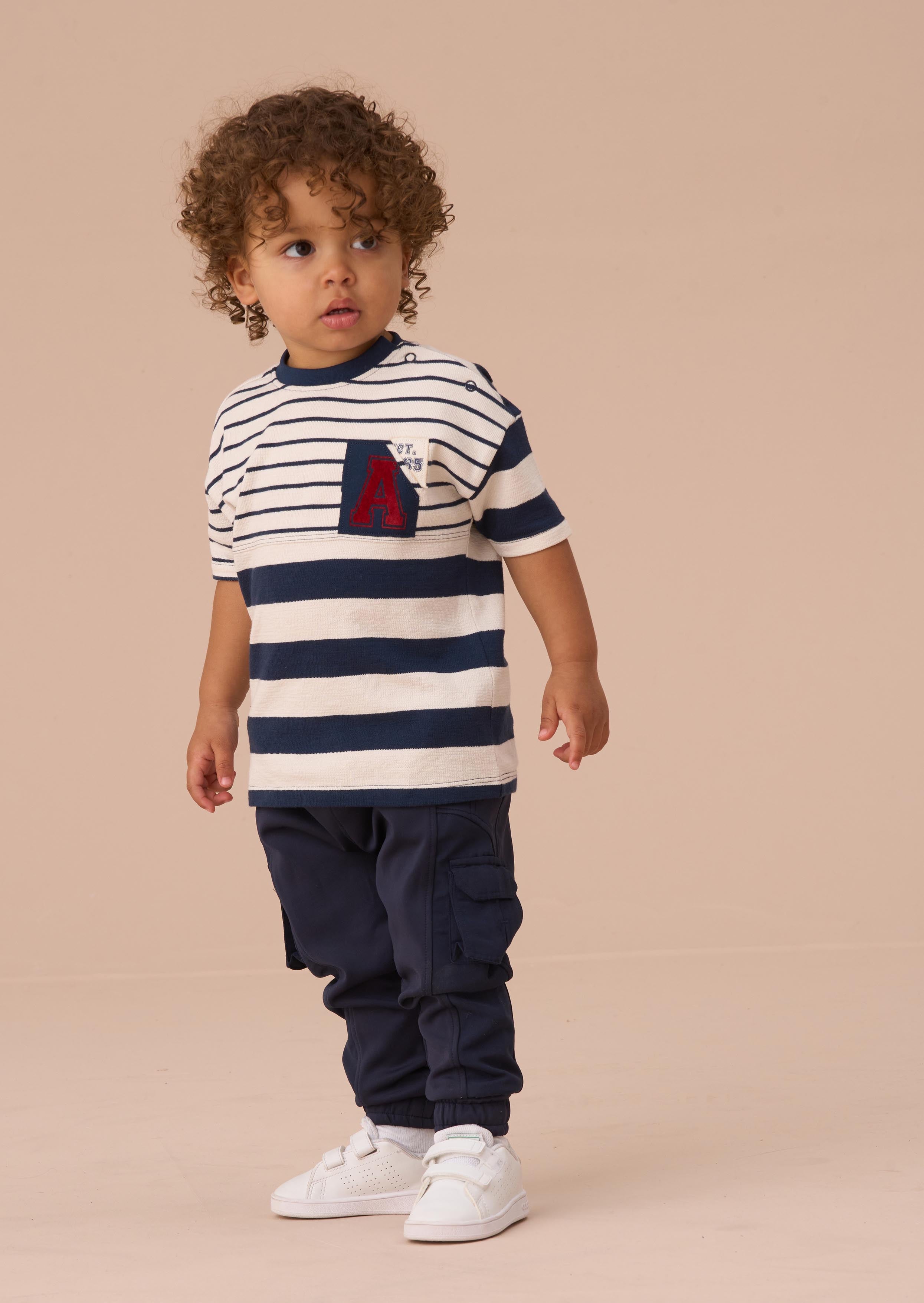 Cotton Stripe Block T Shirt