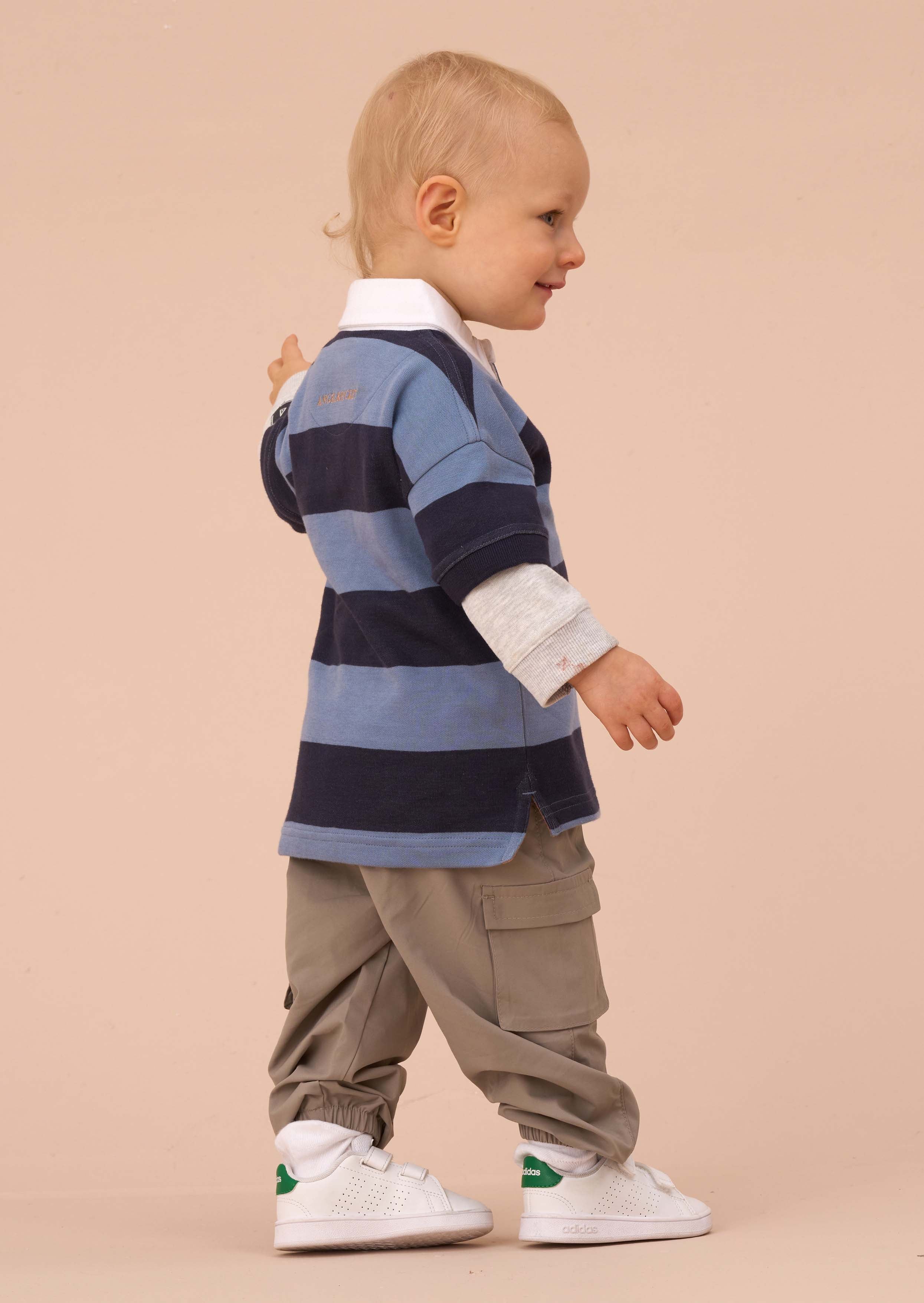Long Sleeve Baby Boy Blue Printed Stripe T Shirt