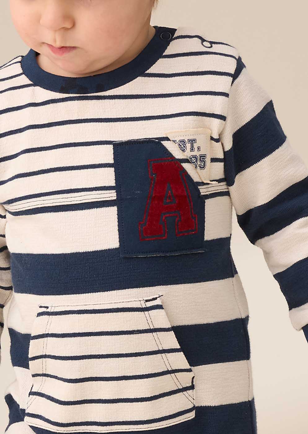 Cotton Textured Stripe Babygrow