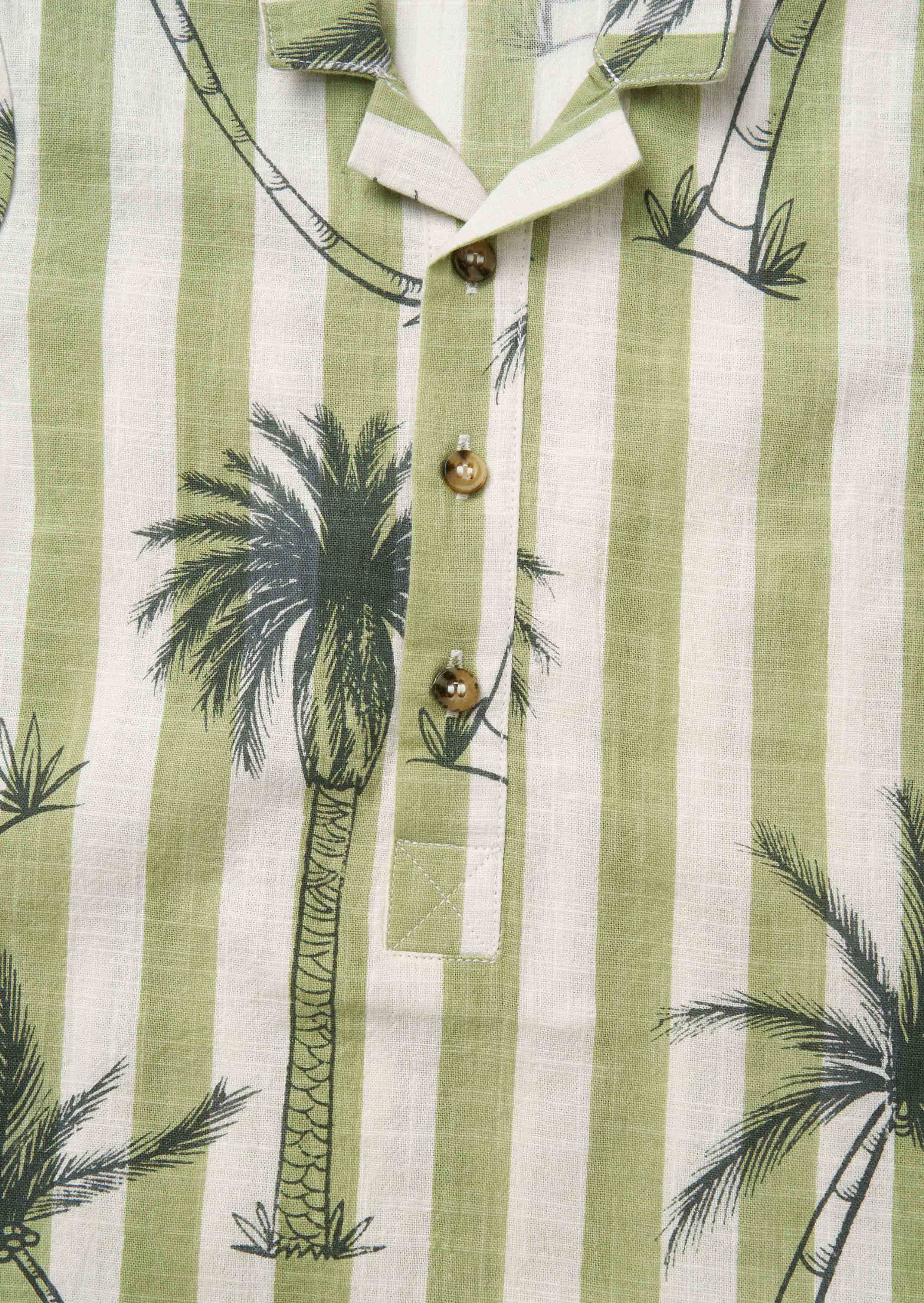 Online Green Palm Printed Collar Romper