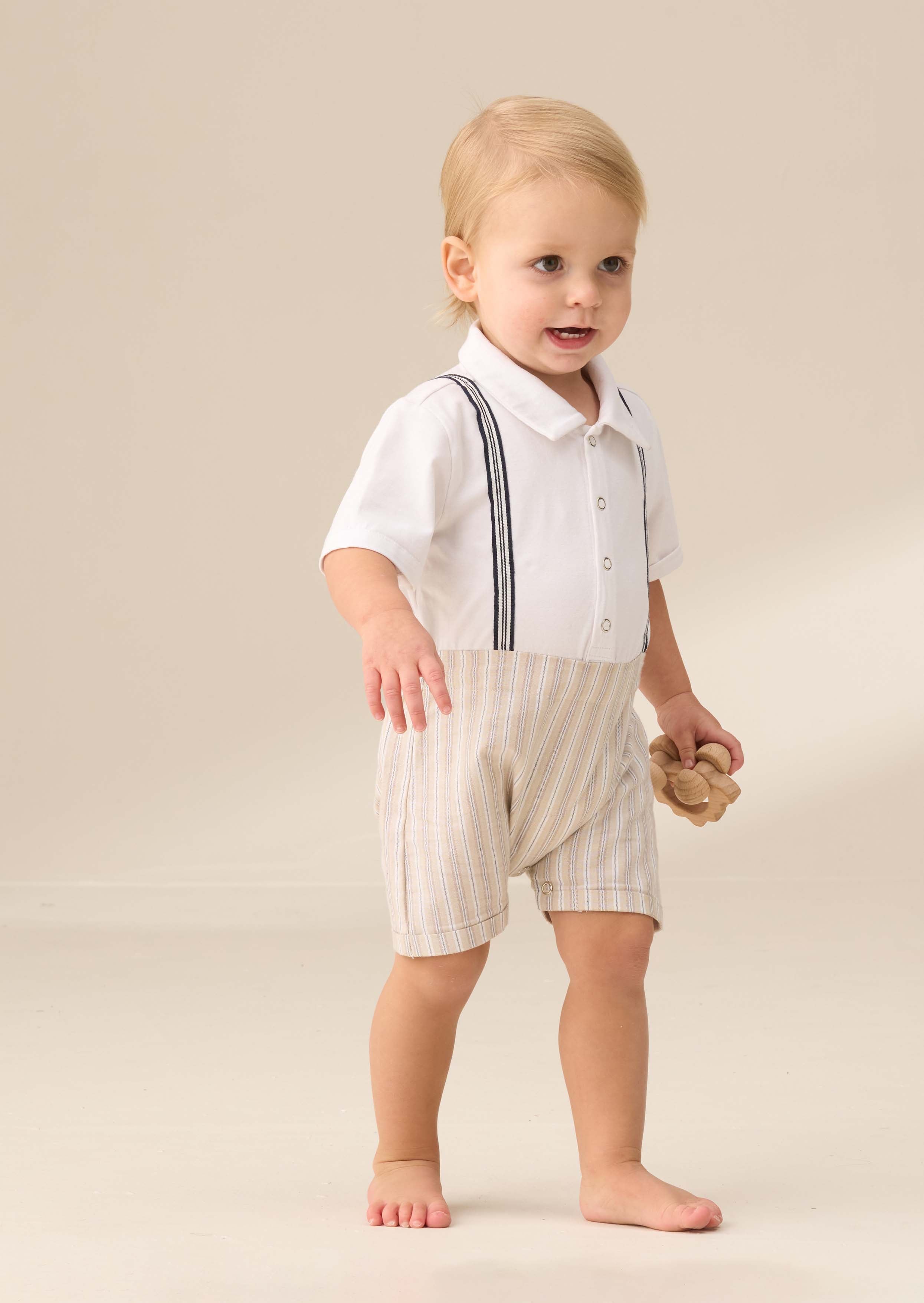 Short Sleeve Baby Boy Smart Jersey Shortie Grey