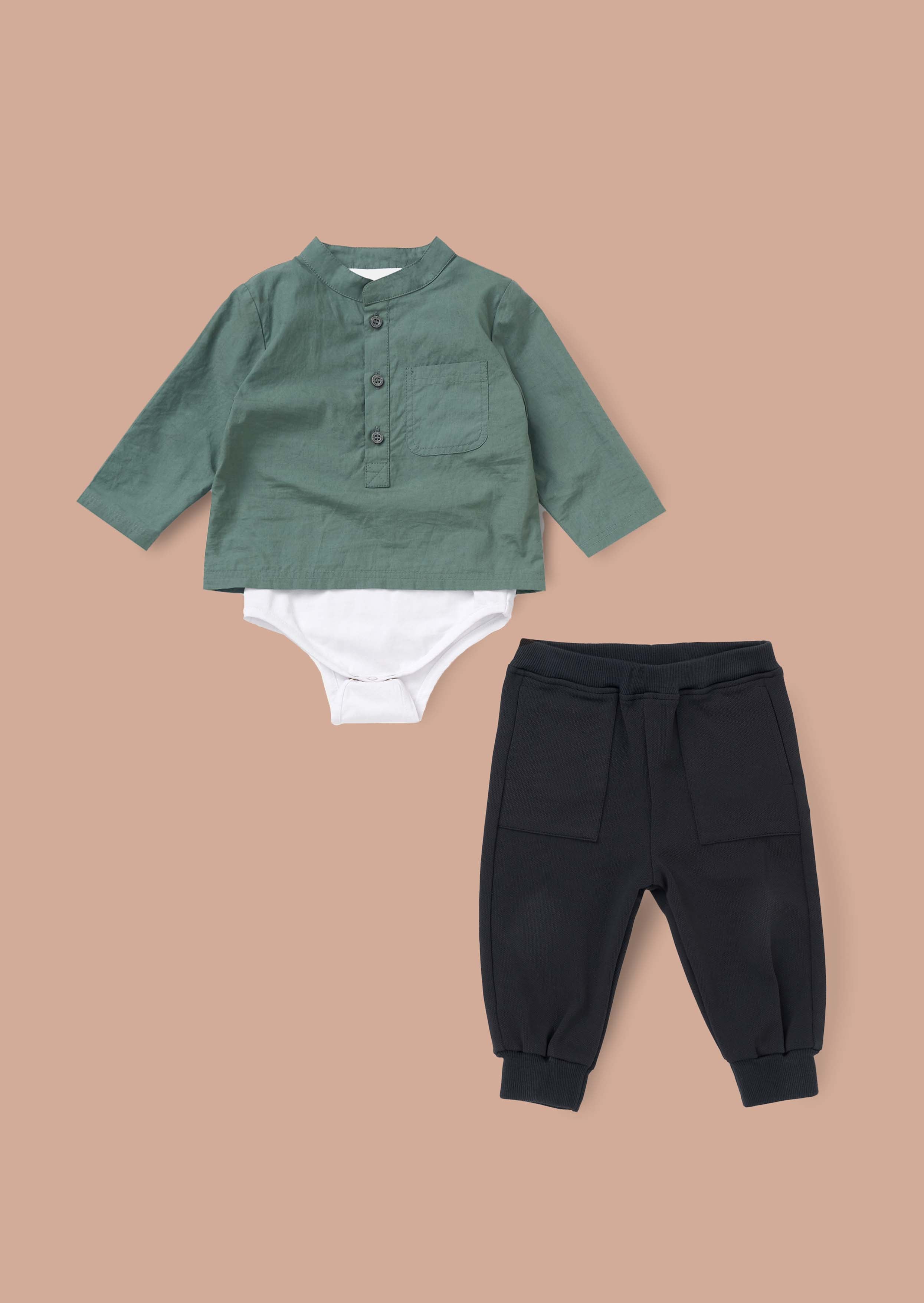 Buy Boy Shirt Bodice With Trouser Set Green