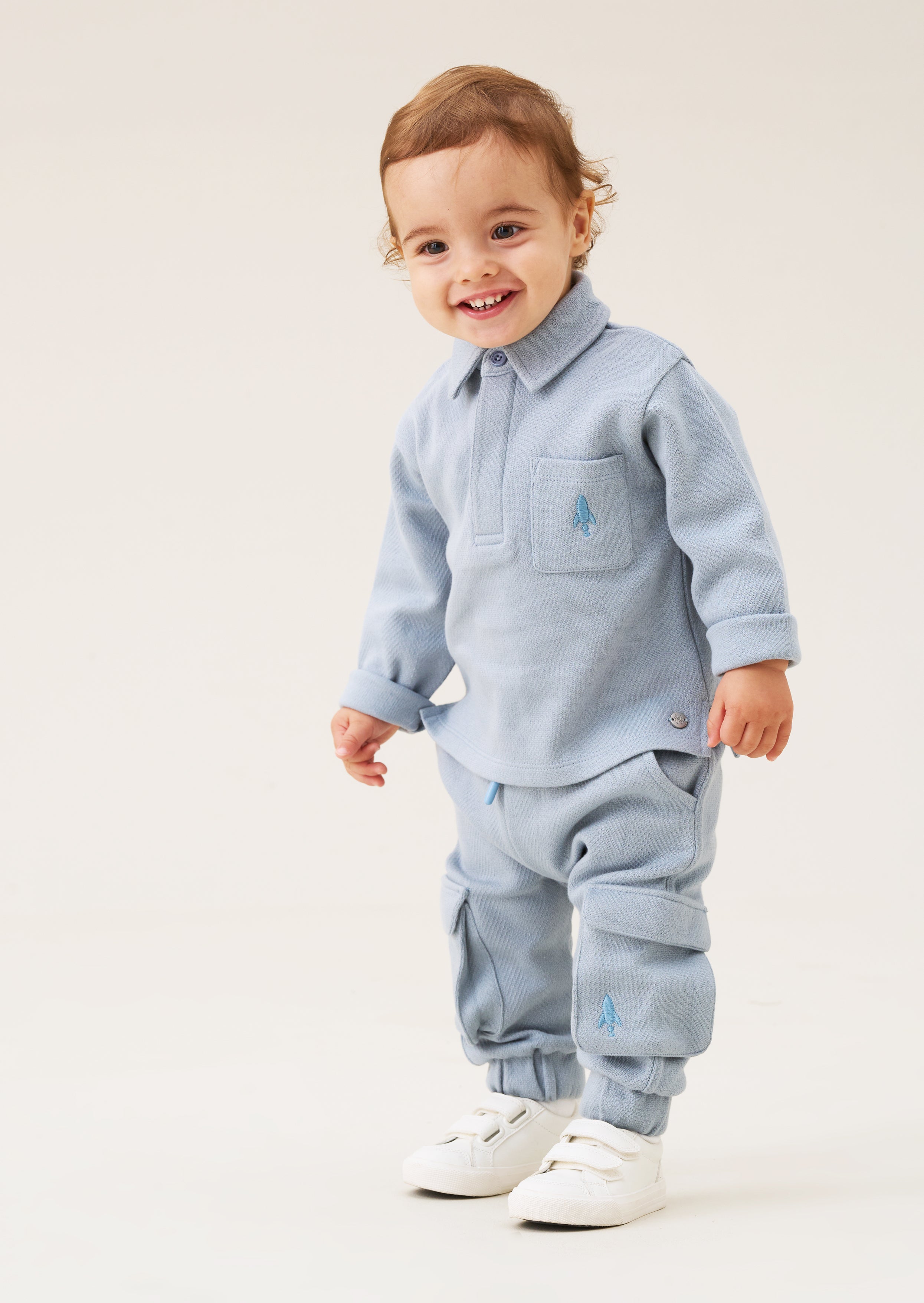 baby boy mini herringbone co ord set cotton