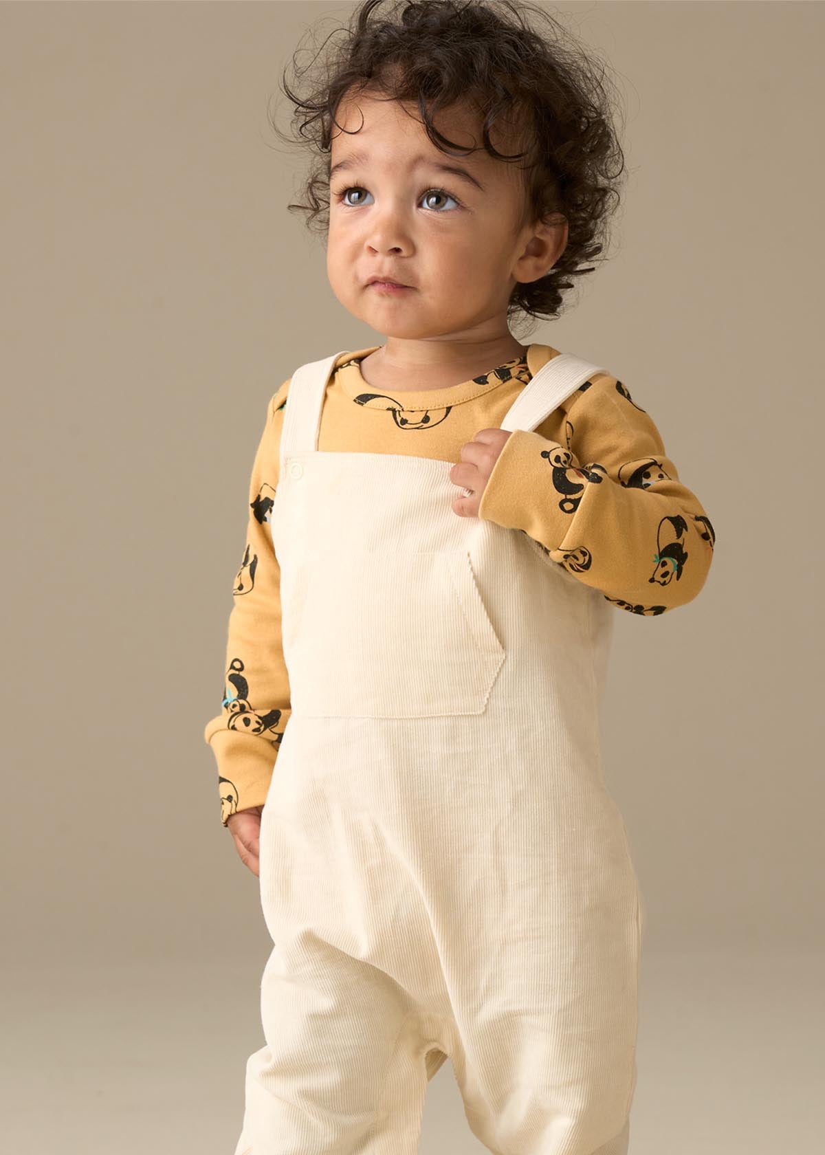 long sleeve baby boy cord dungaree and bodysuit