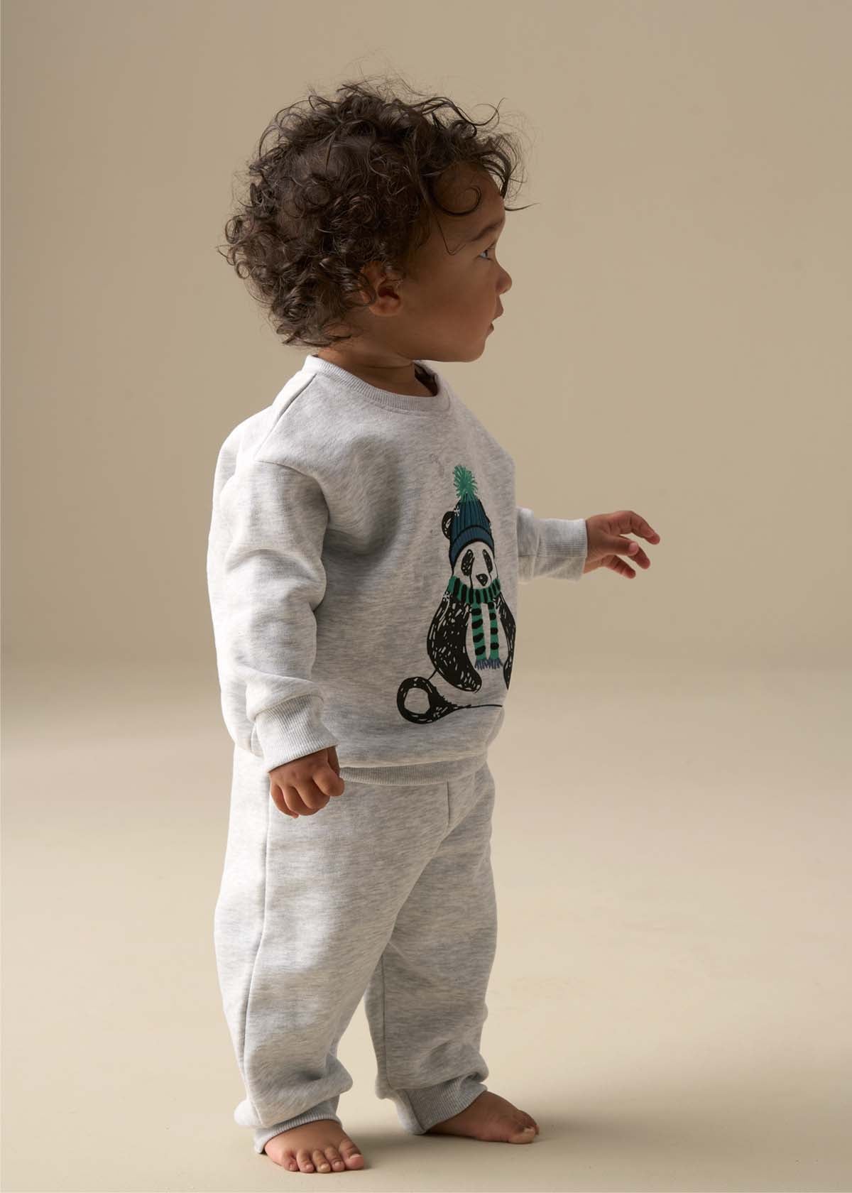 cotton baby boy winter panda sweat and jogger